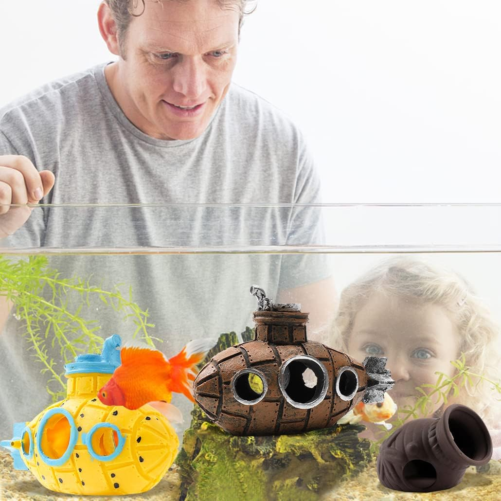 Aquarium Decoration Themed Ornaments - Ceramic Fish Tank Cave for Betta Cichlid - Accessories Landscaping Rock Cave Decoration Fish Shrimp Hiding (Vase) image number 5