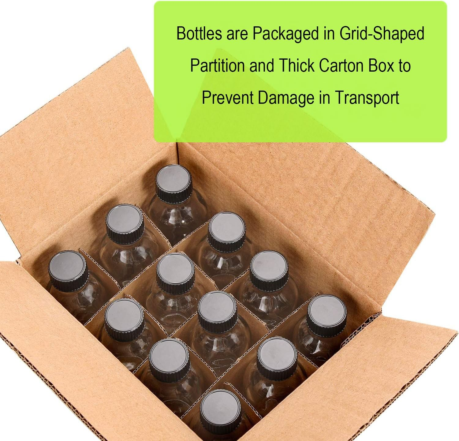 12&times;2 Oz Small Clear Glass Bottles with Lid & 3 Stainless Steel Funnels - 60Ml Boston Sample Bottles - Mini Travel Essential or Decorative Bottles for Potion, Juice, Ginger Shots, Whiskey (12) image number 6