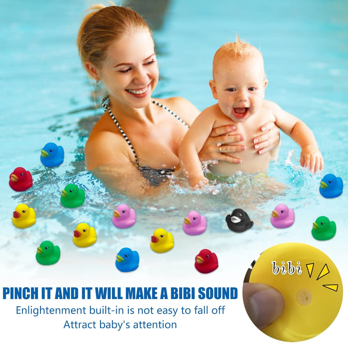 50 Pcs Assorted Ducks for Kids,Float and Squeeze Sound Baby Bath Duck Toys,Durable Rubber Duck Toy for Tub Pool,Showers Accessories Baby Showers Toy image number 3