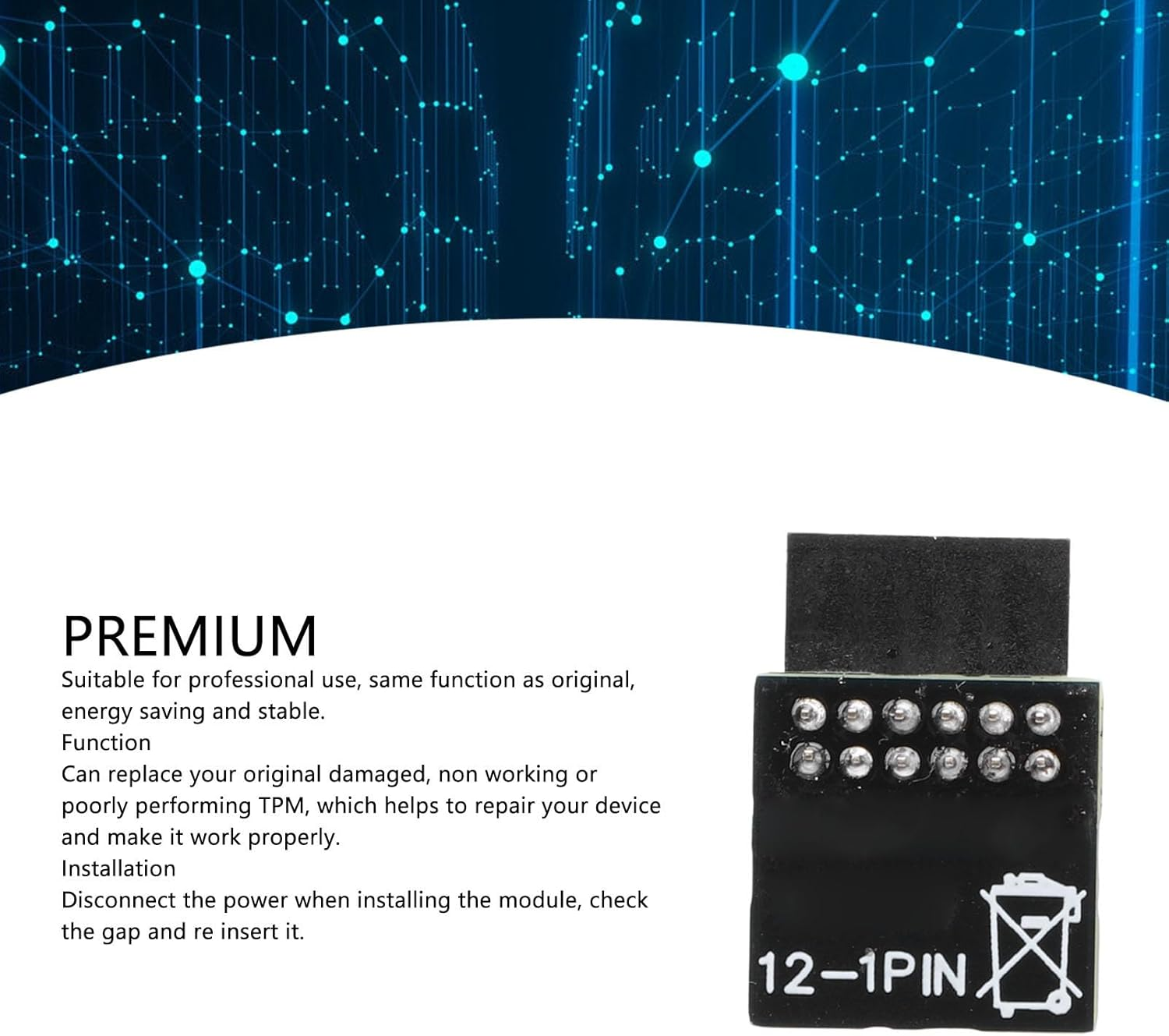 TPM2.0 Module, TPM2.0 Encryption Security Module for Gigabyte Motherboard, 12Pin Module Compatible with 10 11 image number 1