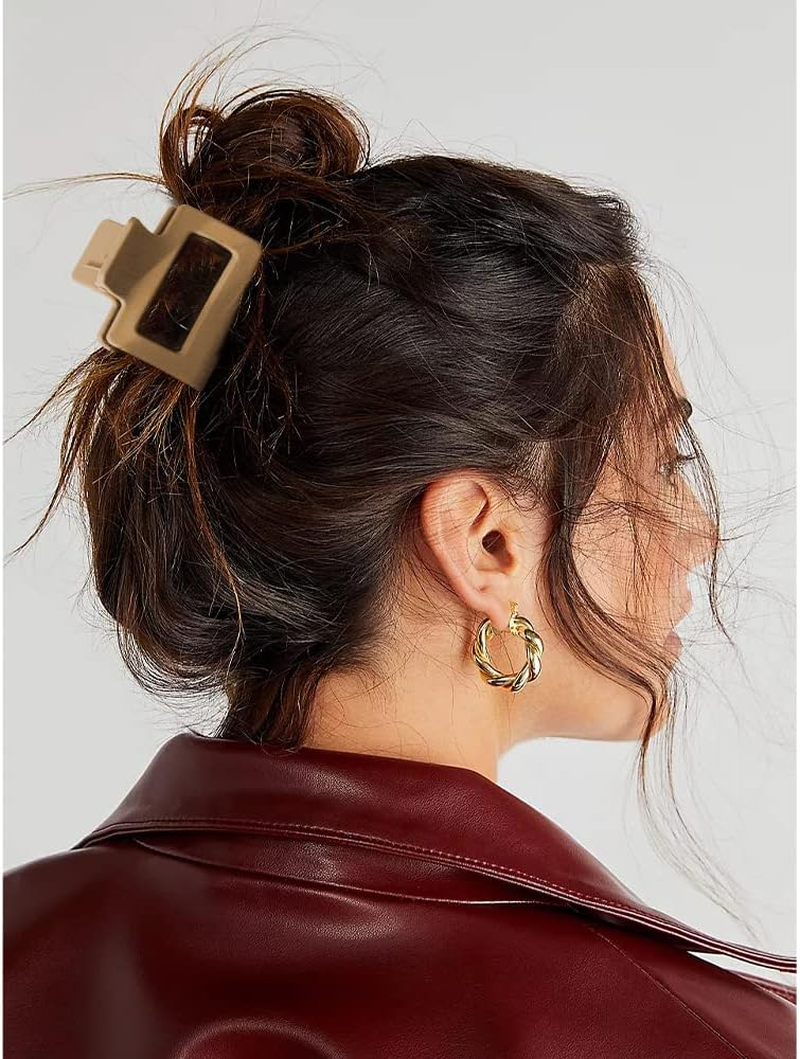 4PCS Hair Clips Set - Small Neutral Color Matte Claw Clips for Thin and Thick Hair, 2 Square Hair Accessories for Women image number 6