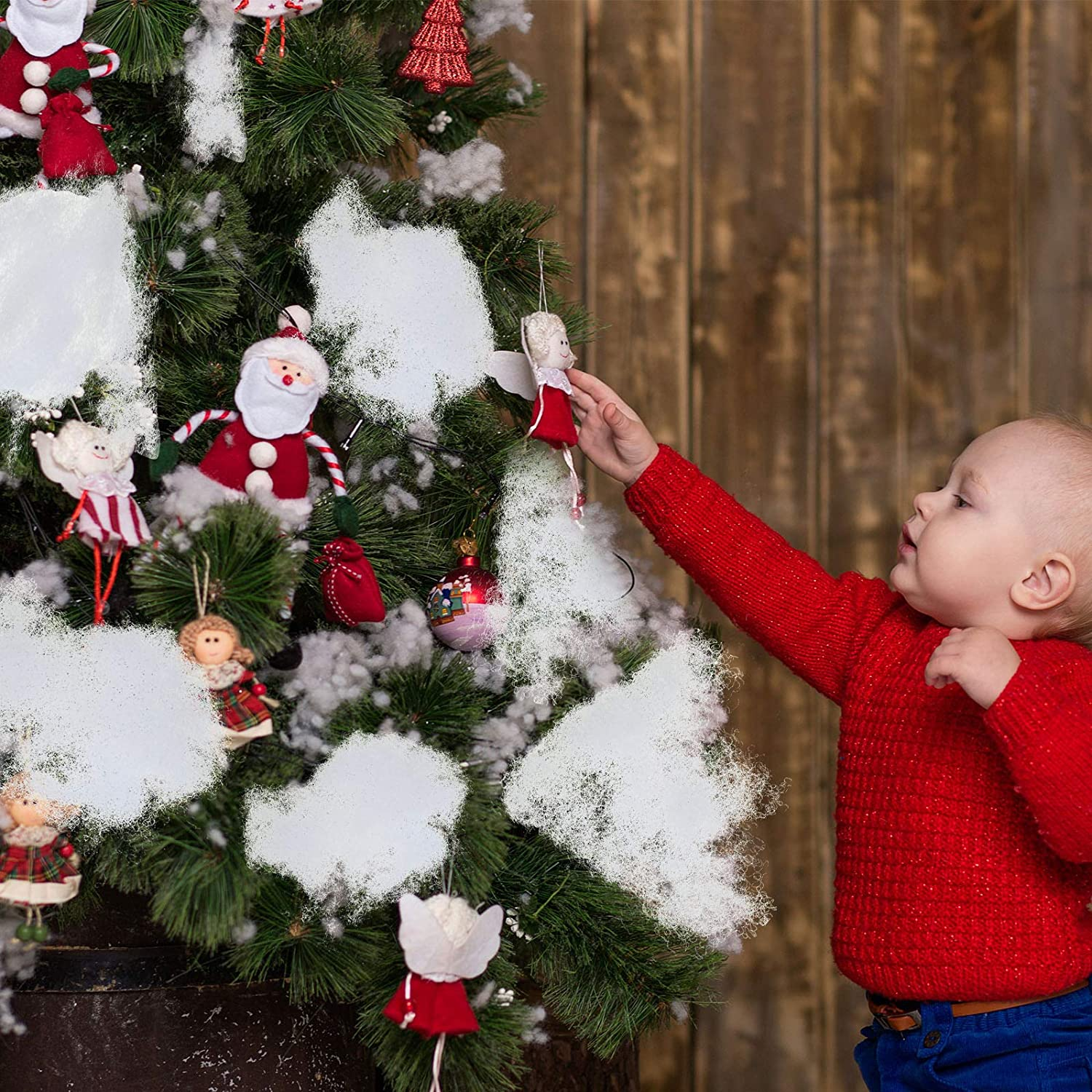 2 Bags Christmas Fake Snow Cotton like Fluffy Snow Fiber Artificial Snow Indoor Snow Blanket Decor for Winter Mantle Village, Nativity and Christmas Ornament(White) image number 6