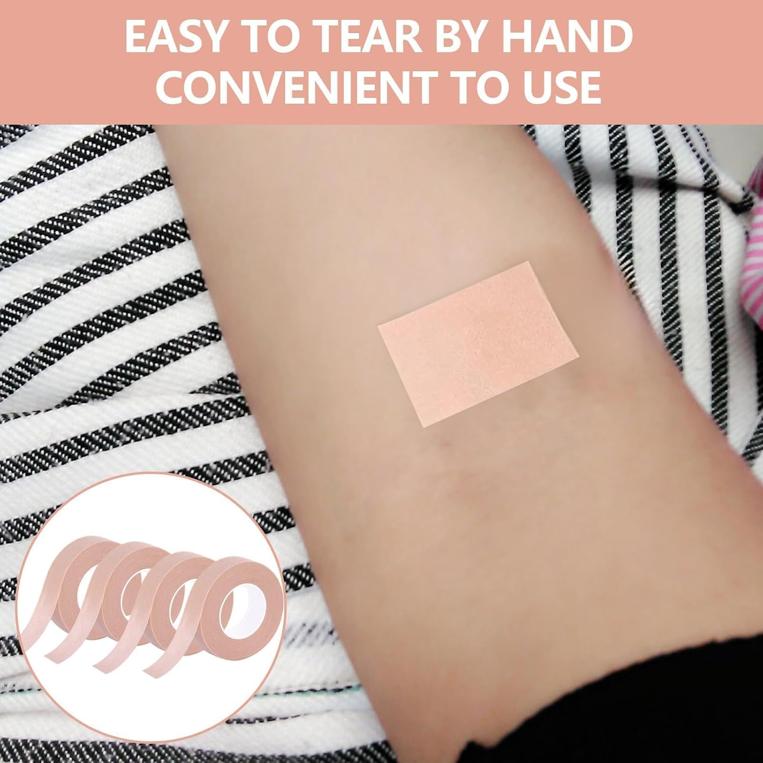 Medical Tape, PE Micropore Tape, 4 PCS Surgical Tape, Breathable and Flexible Nose Tape for Wound Injuries, Swelling Sports, Dressings, Rhinoplasty Recovery, Eyelash Extensions (1.25 * 910Cm) image number 4