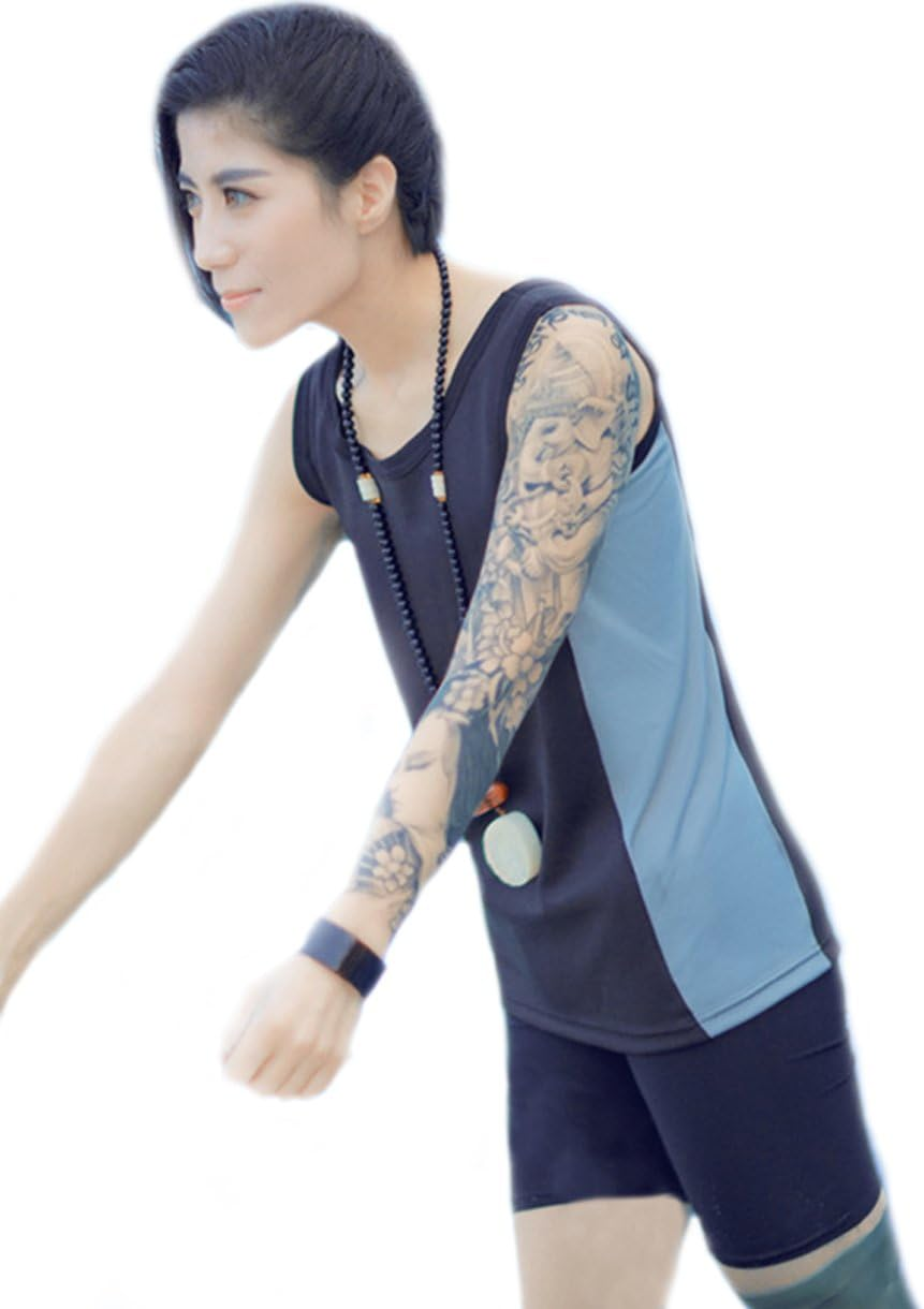 Baronhong Women Trans Lesbian Tomboy Zip up Chest Binder Quick-Drying Swimwear Vest Tank Top+Swimming Pants image number 4