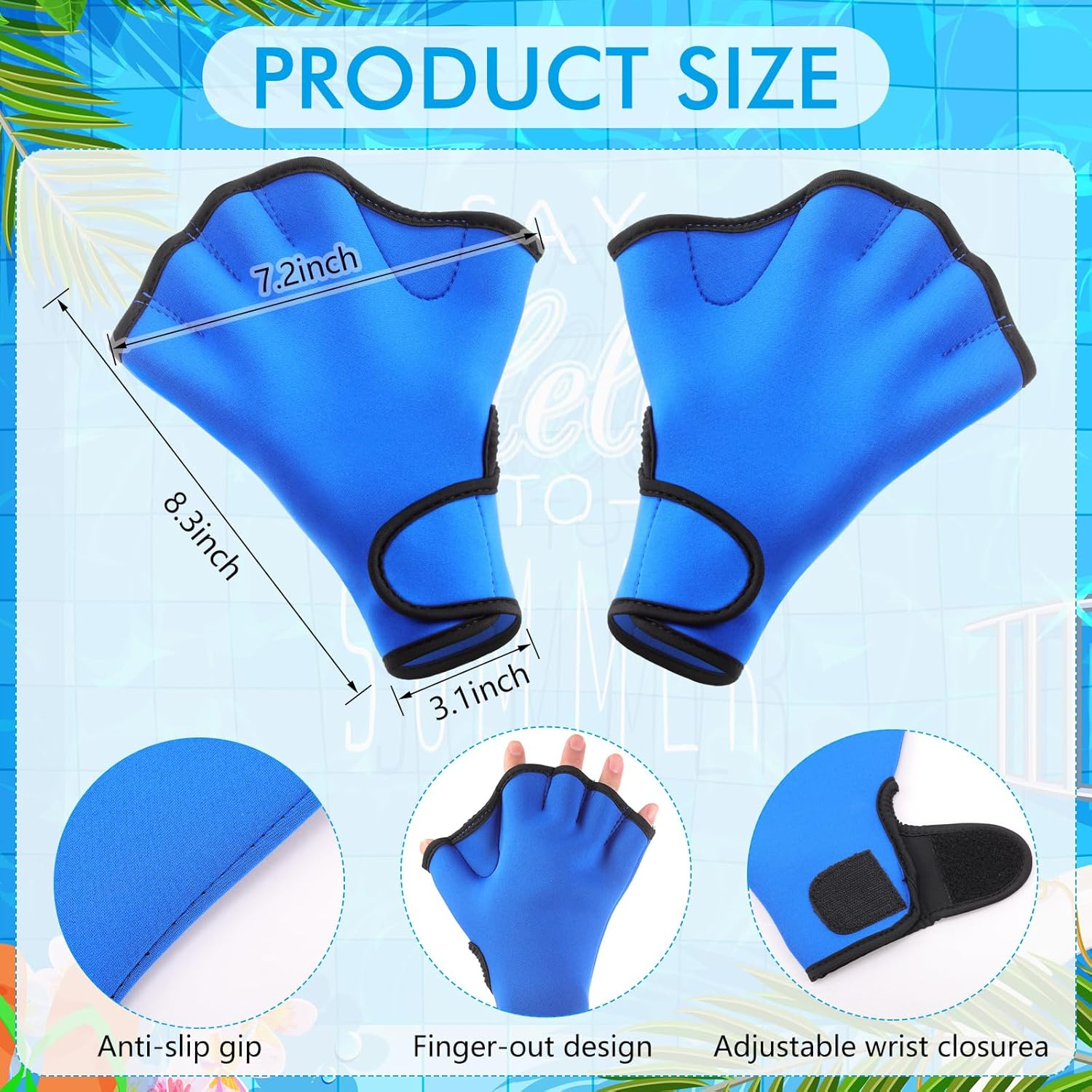 Winnerwhy Water Aerobics Set for Aquatic Exercise 1 Pair Swimming Glove 2 Pcs Foam Swim Aquatic Cuffs Water Weights Equipment Pool Resistance Fitness Equipment for Swimming Training Water Workouts image number 2