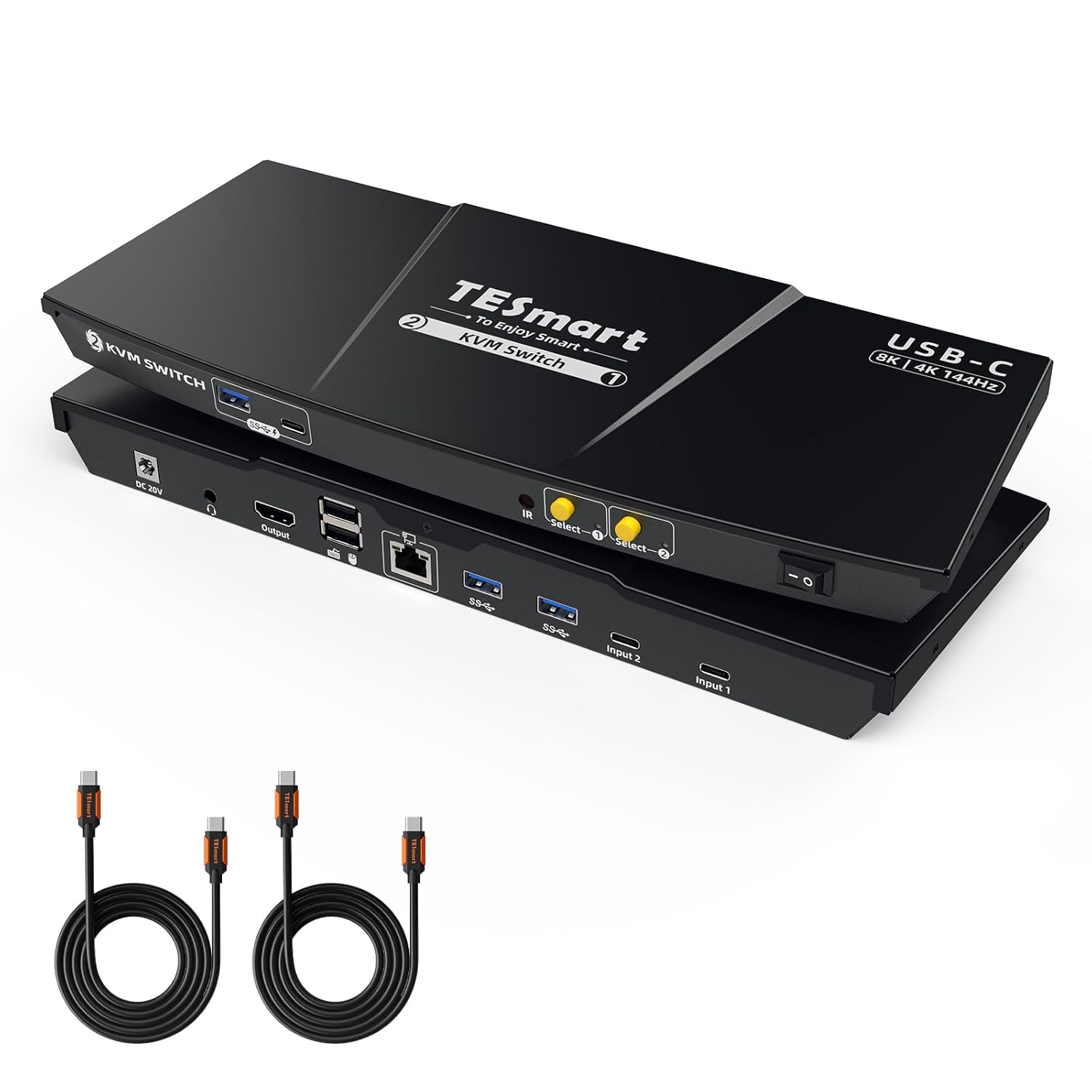 Tesmart 8K@60Hz KVM Switch 2 Laptops 1 Monitor USB C, USB 3.0 KVM Switch 2 Ports 4K@144Hz, Type C 60W Charging for Laptop, 1G Ethernet, EDID Emulators, Hotkey Switch, ADI Chip for Gaming & Home Office image number 5