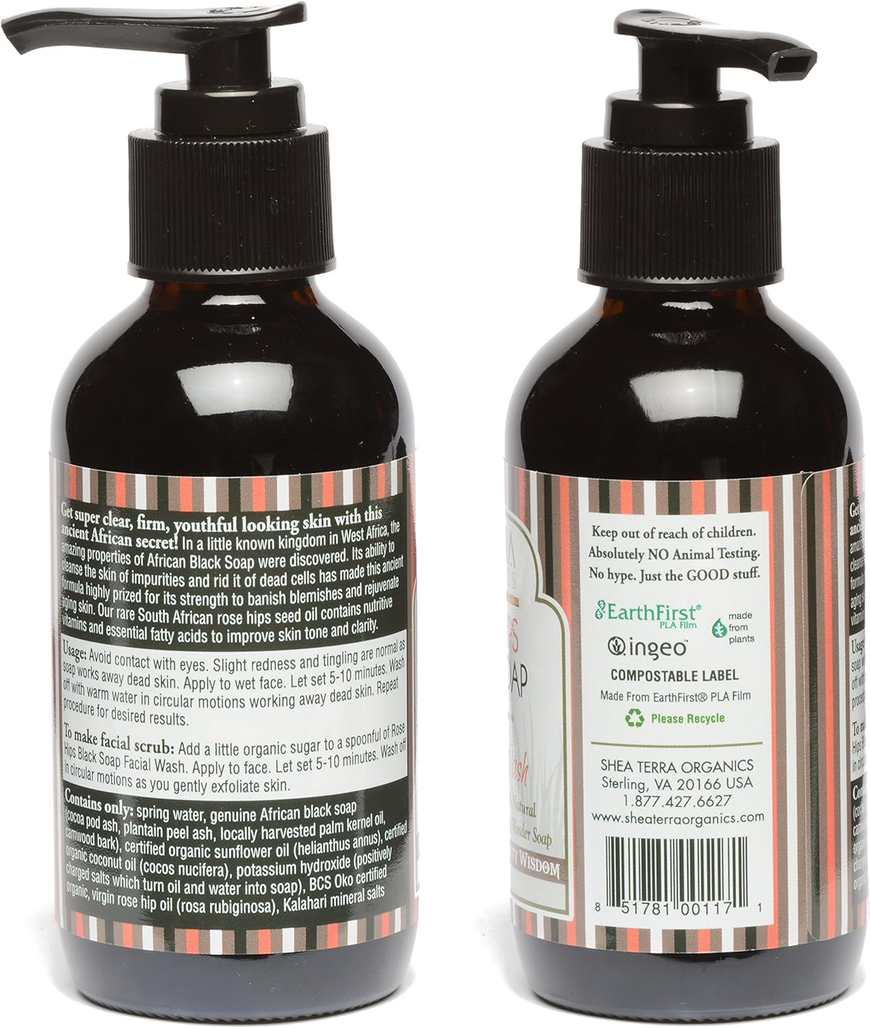 Shea Terra Organics - Rose Hips Black Soap Deep Pore Facial Wash & Mask