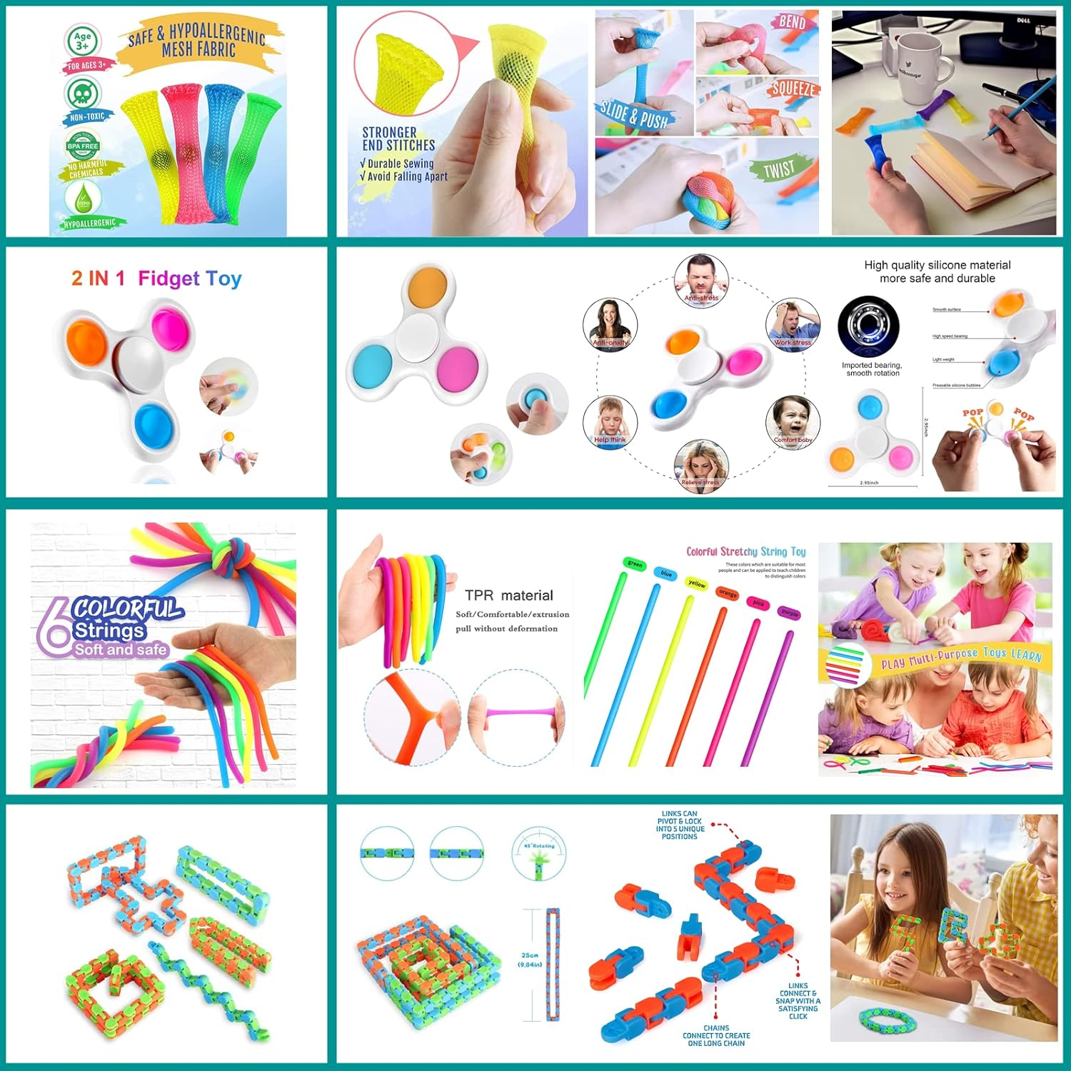 Bestek 35Pcs Sensory Fidget Toys Set for Boys Girls,Anxiety Relief Sensory Toy Pack for Autism Kids Birthday Party Favors, Bag Fillers Christmas Gifts image number 2