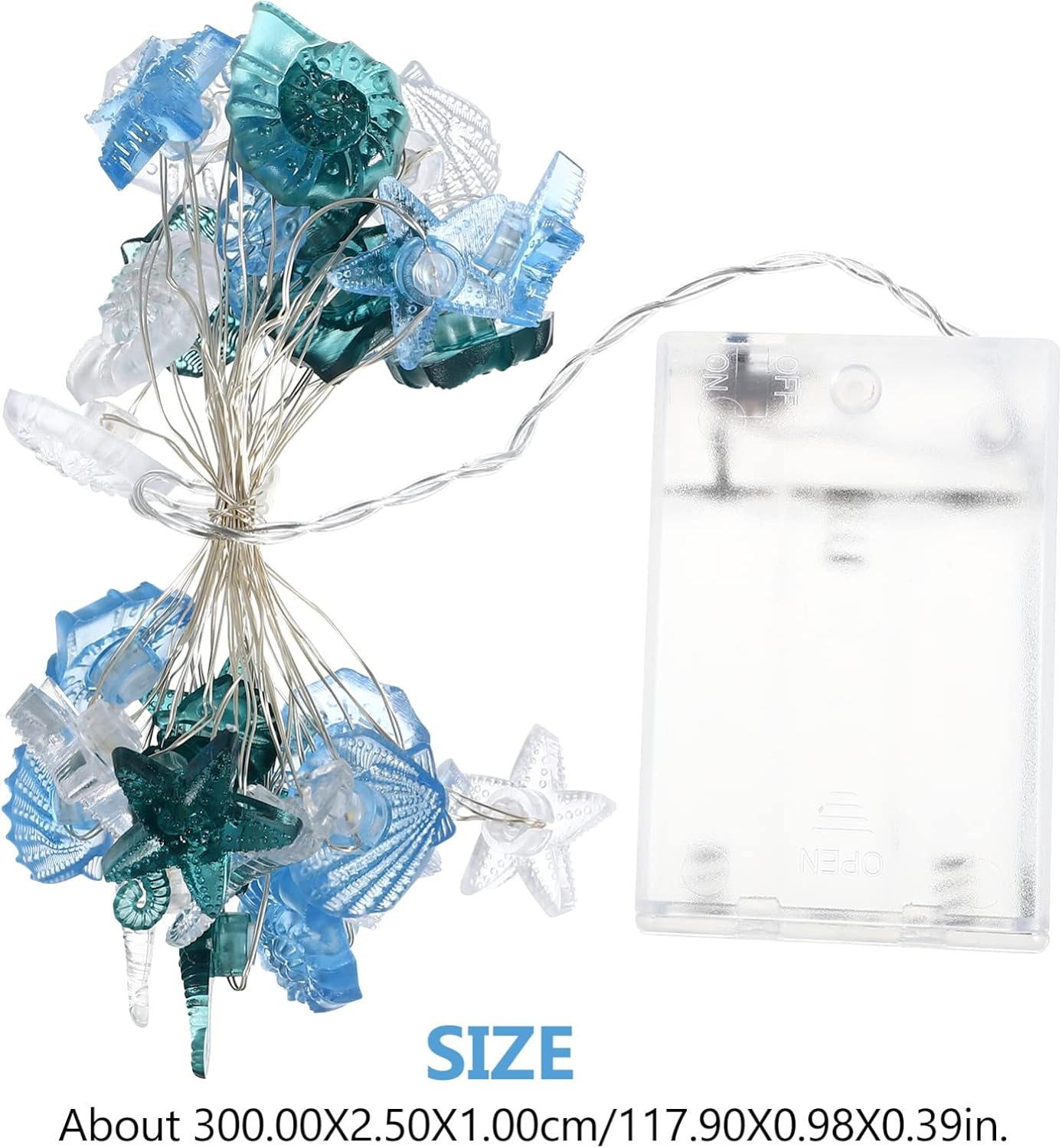 Abaodam Ocean Themed Fairy String Lights Nautical D&eacute;cor Sea Shells Seahorse Conch Cute Decorative Lights for Holiday Party image number 4