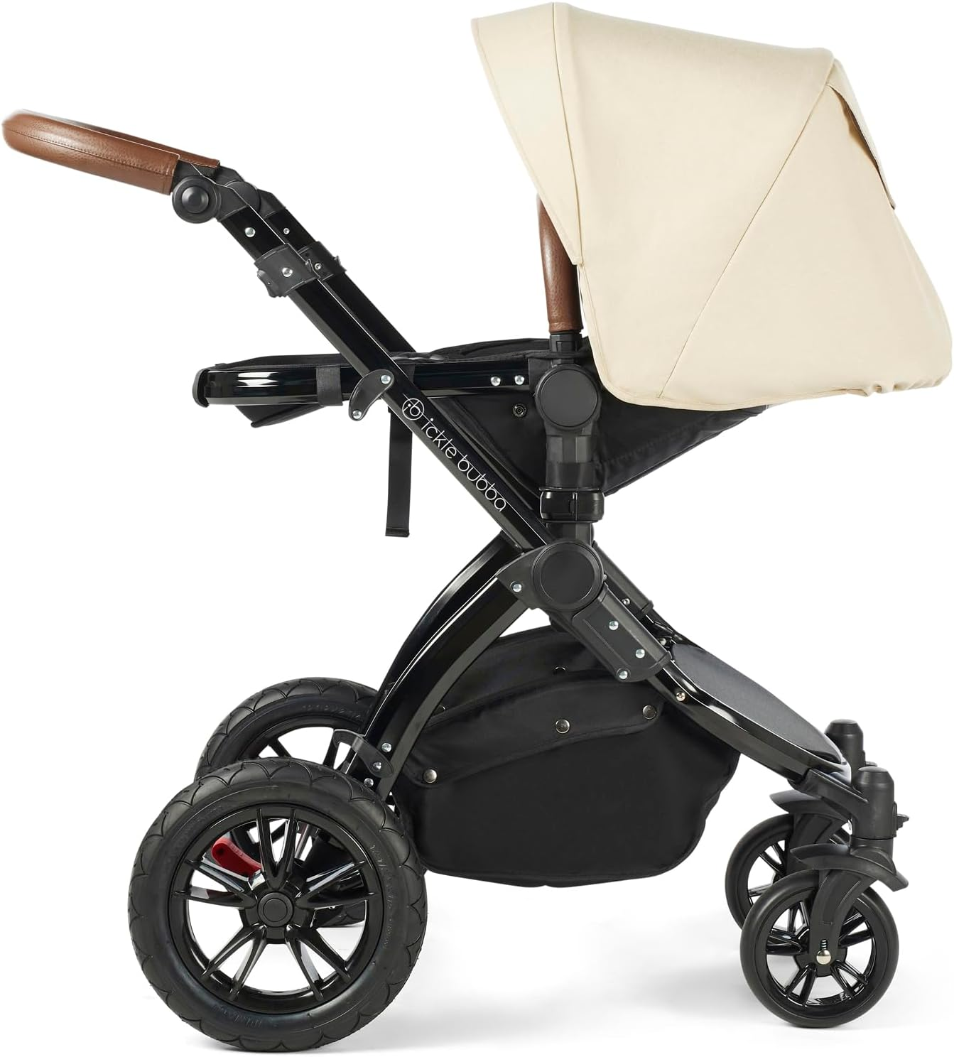 Ickle Bubba Stomp All-In-One 4-Wheel Pram Bundle with Carrycot, Pushchair and Accessories (Black/Sand/Tan) Comfortable, Stylish and Travel Ready image number 4