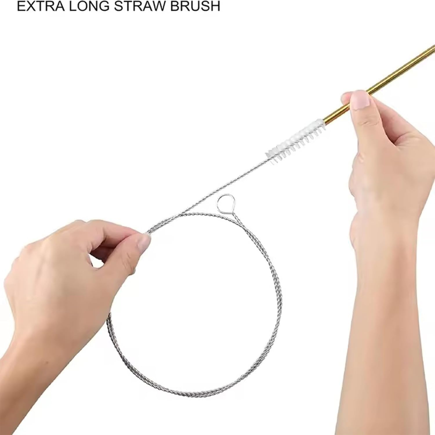 Pack of 2 Hose Brushes, 100 Cm, Flexible Cleaning Brush, Pipe Cleaner, Pipe Cleaner, Straw Brushes, Thin Long Drain Brush for with Drinking Tube (White) image number 2