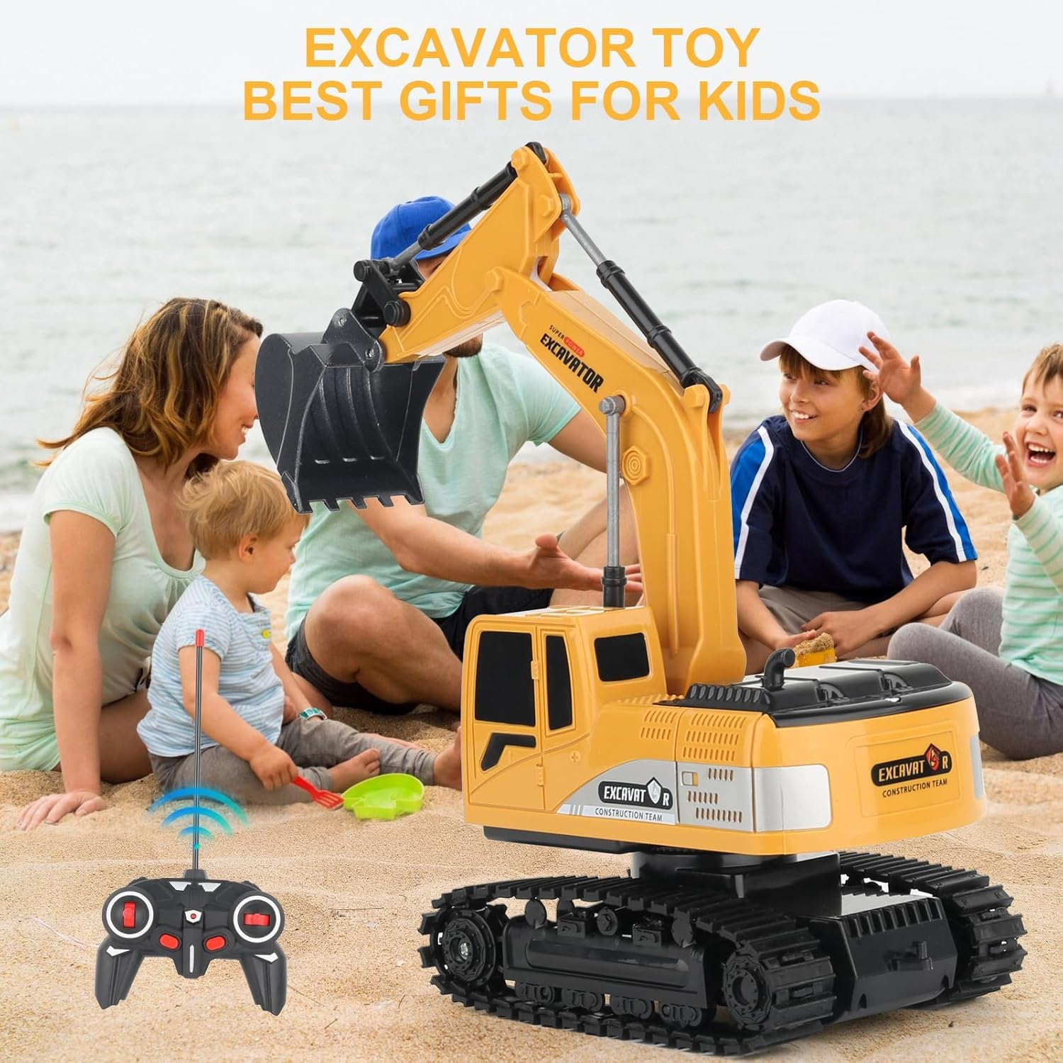 Besswin Remote Control Excavator Toy 660-F1 with Metal Shovel, Light and Music,1:24 Rechargeable RC Excavator,Remote Control Car for Kids 3+ image number 3