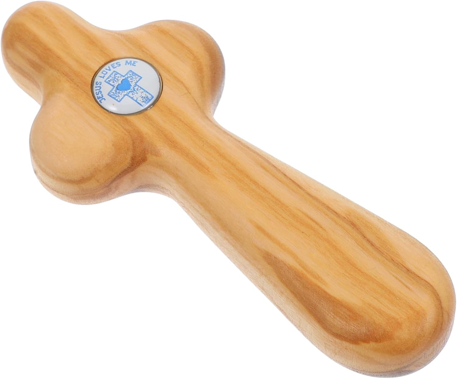 FONDOTIN Handheld Olive Wood Cross Small Portable Crucifix for Baptism Confirmation First Communion Western Cross Craft for Pocket Prayers Unique Present Option image number 1