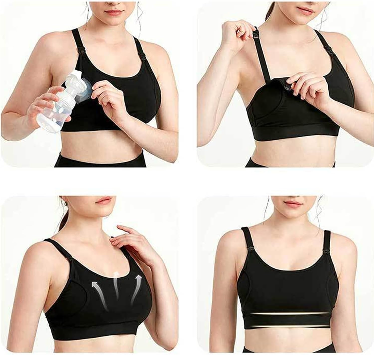 Hands Free Pumping Bra, Nursing Bras for Breastfeeding, Adjustable Breast-Pumps Holding and Nursing Pregnancy Bra in One for Women image number 3