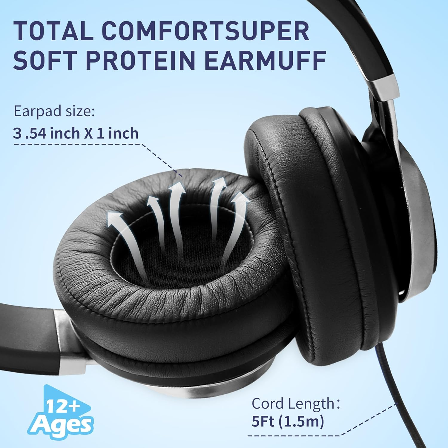 AILIHEN Headphones Wired with Microphone & Volume Control, Over-Ear Foldable Noise Isolation Headsets 3.5Mm for Teens Adult (Grey), A-C9024