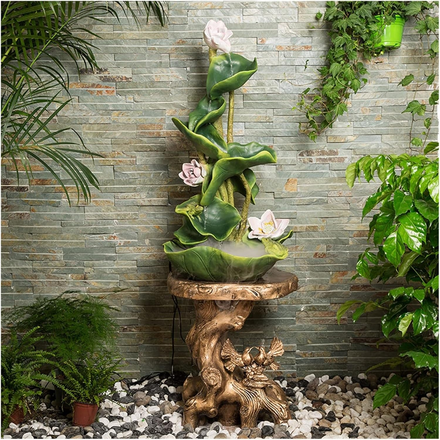 Outdoor Fountain Lotus Flowing Water Fountain, Floor Standing Ornaments, Circulating, for Office and Home D&eacute;cor image number 1