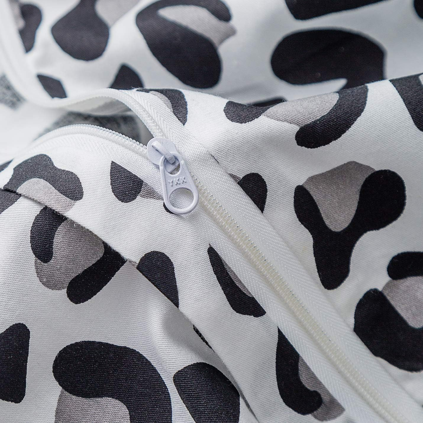 SUSYBAO Black Leopard Duvet Cover King 100% Cotton 3 Pieces Set 1 Grey White Cheetah Patterned Duvet Cover with Zipper Ties 2 Pillowcases Modern Wild Animal Print Bedding Set Soft image number 2