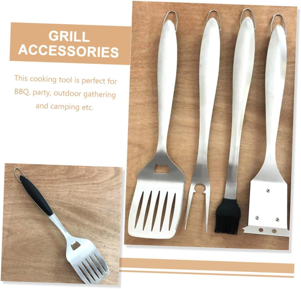 Stainless Steel BBQ Shovel and Multi-Use Cooking Spatula BBQ Tools for Outdoor Grilling Barbecue Accessories Kitchen Gadget for Home and Camping image number 3