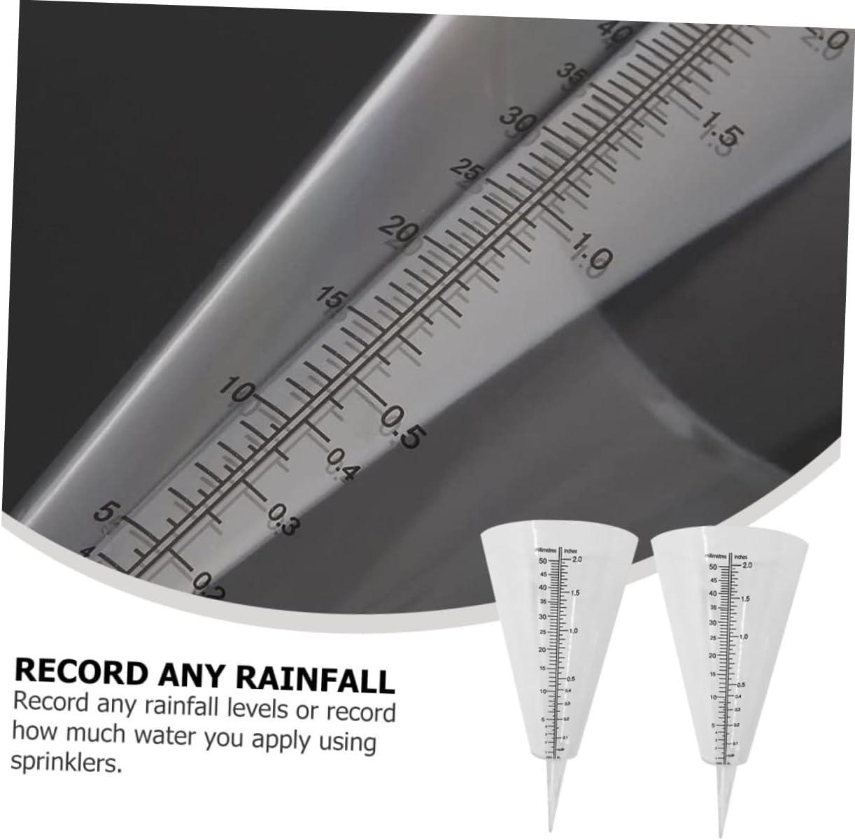 YARNOW 2Pcs Lawn Rain Gauge with Spike Rain Measure Gauge for Accurate Rainfall Measurement
