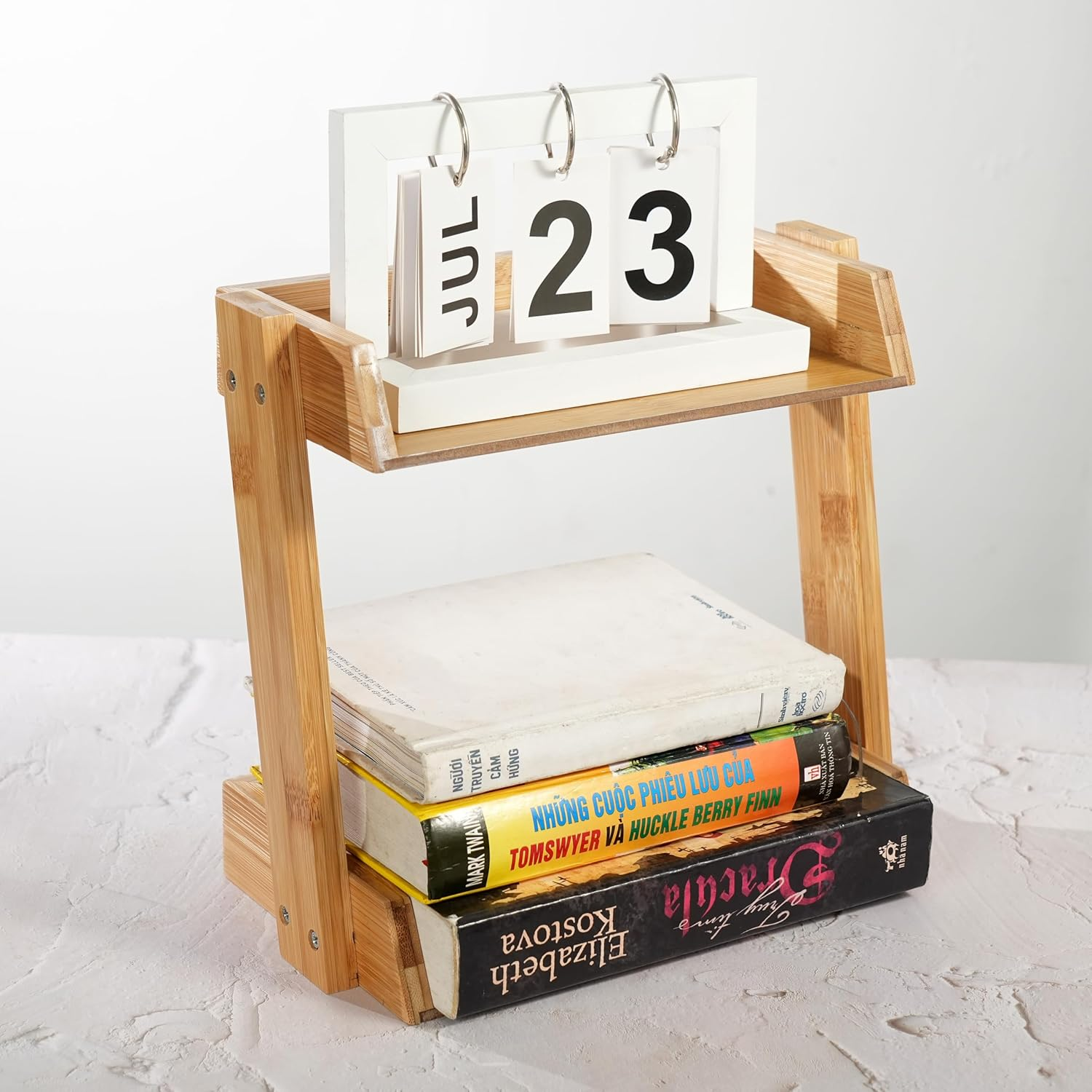 Bamboo 2-Tier Kitchen Countertop Organiser Shelf, Coffee Station Organizer, Bathroom Counter Shelf, Spice Condiment Rack, Multi-Functional Tray Storage Shelf for Office, Home image number 1