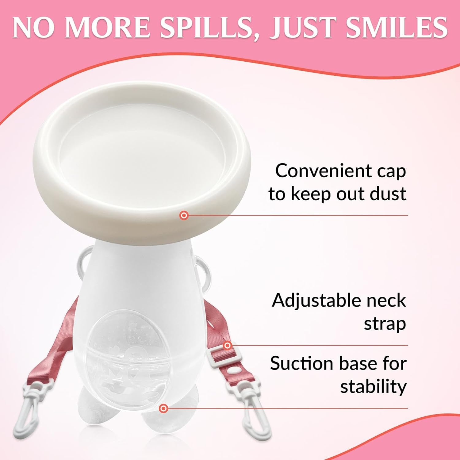 Manual Breast Pump, Silicone Hand Pump Breastfeeding with Suction Base, Includes anti Dust Cover, Lanyard and 2 Milk Storage Bags, Adjustable Neck Strap, 150Ml/5Oz Capacity, Easy to Clean and Pour image number 1