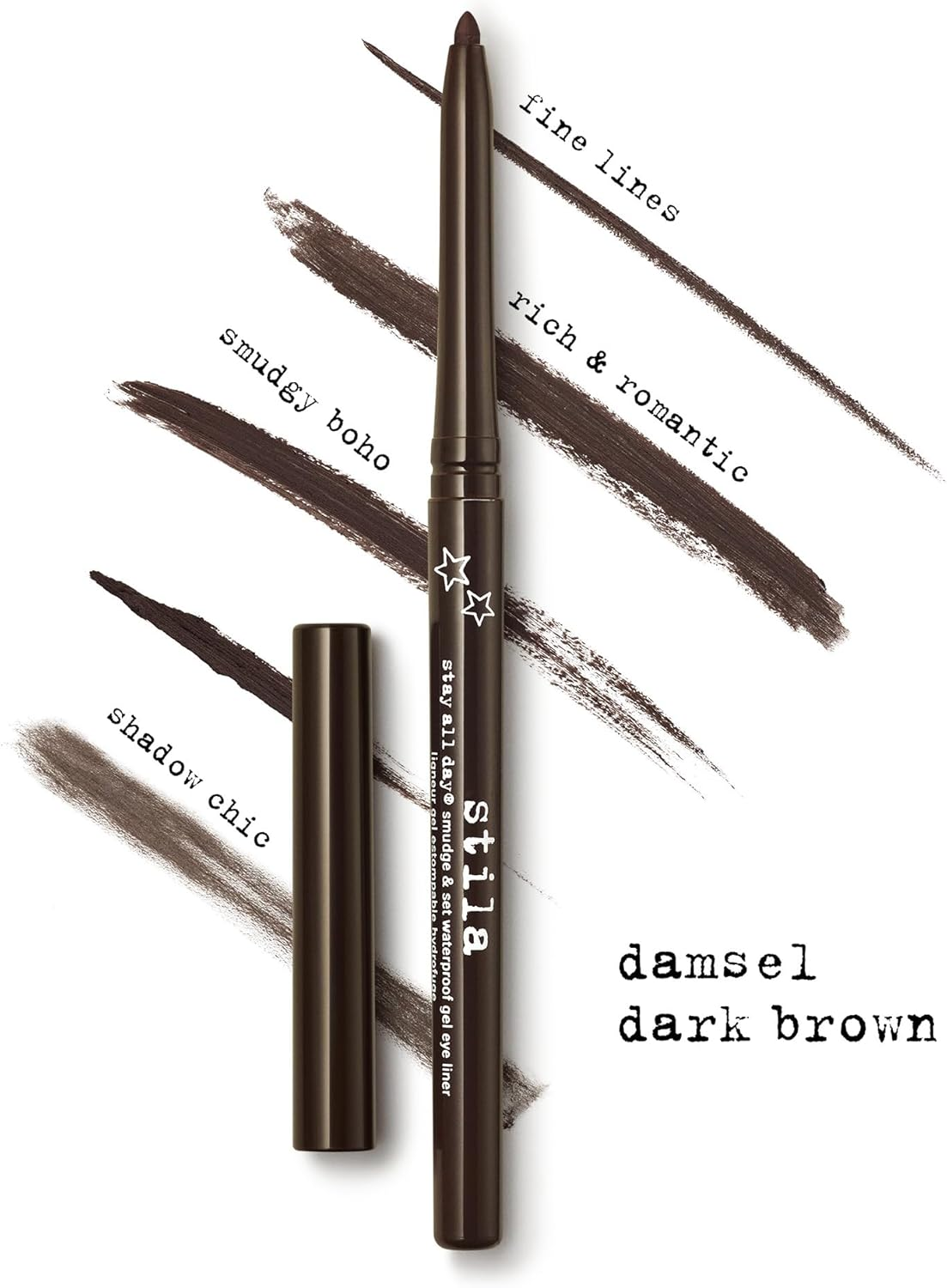 Stay All Day Smudge and Set Waterproof Gel Eye Liner - Damsel Dark Brown by Stila for Women - 0.012 Oz Eyeliner