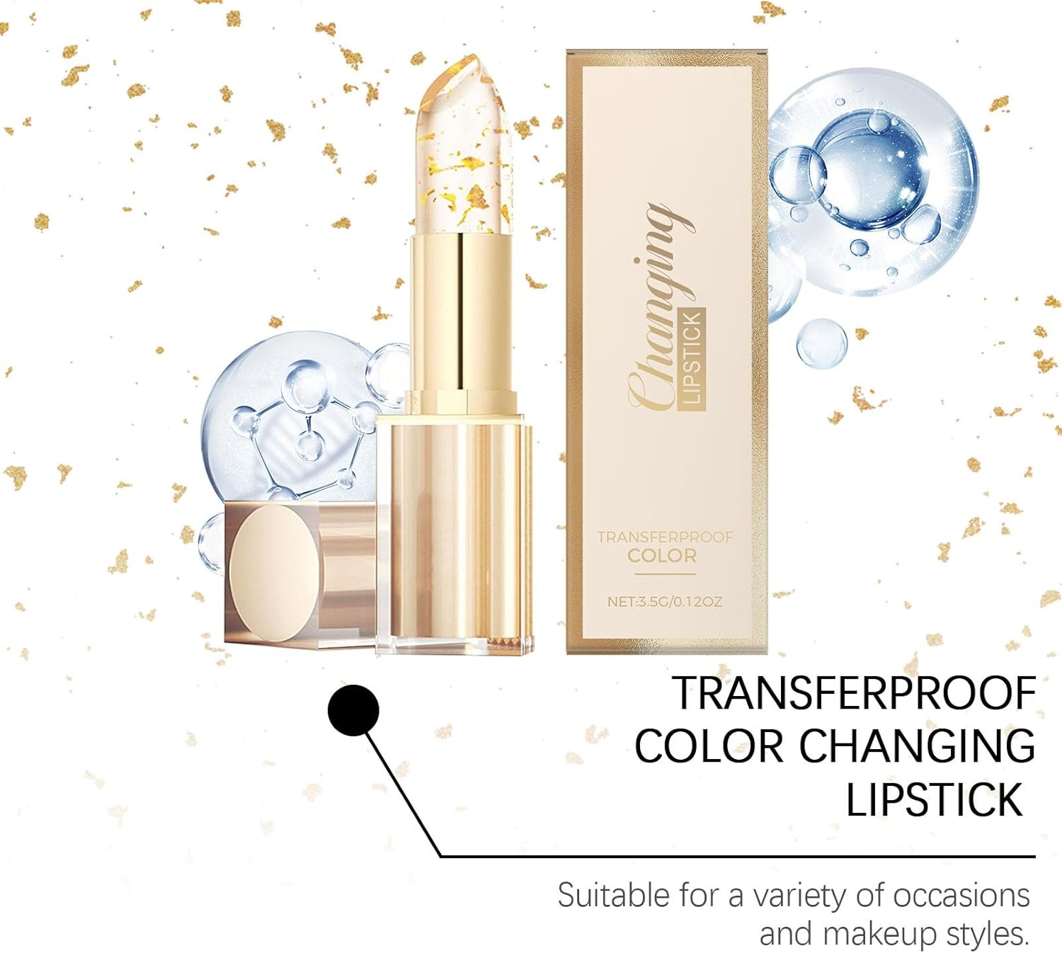 Imaginaryl Lipstick, Crystal Clear Color Changing Lipstick, Oezoez Transferproof Color-Changing Lipsticks Crystalclear Color Alchemy Auto-Tints on Contact (1Pcs) - 2Pcs image number 2