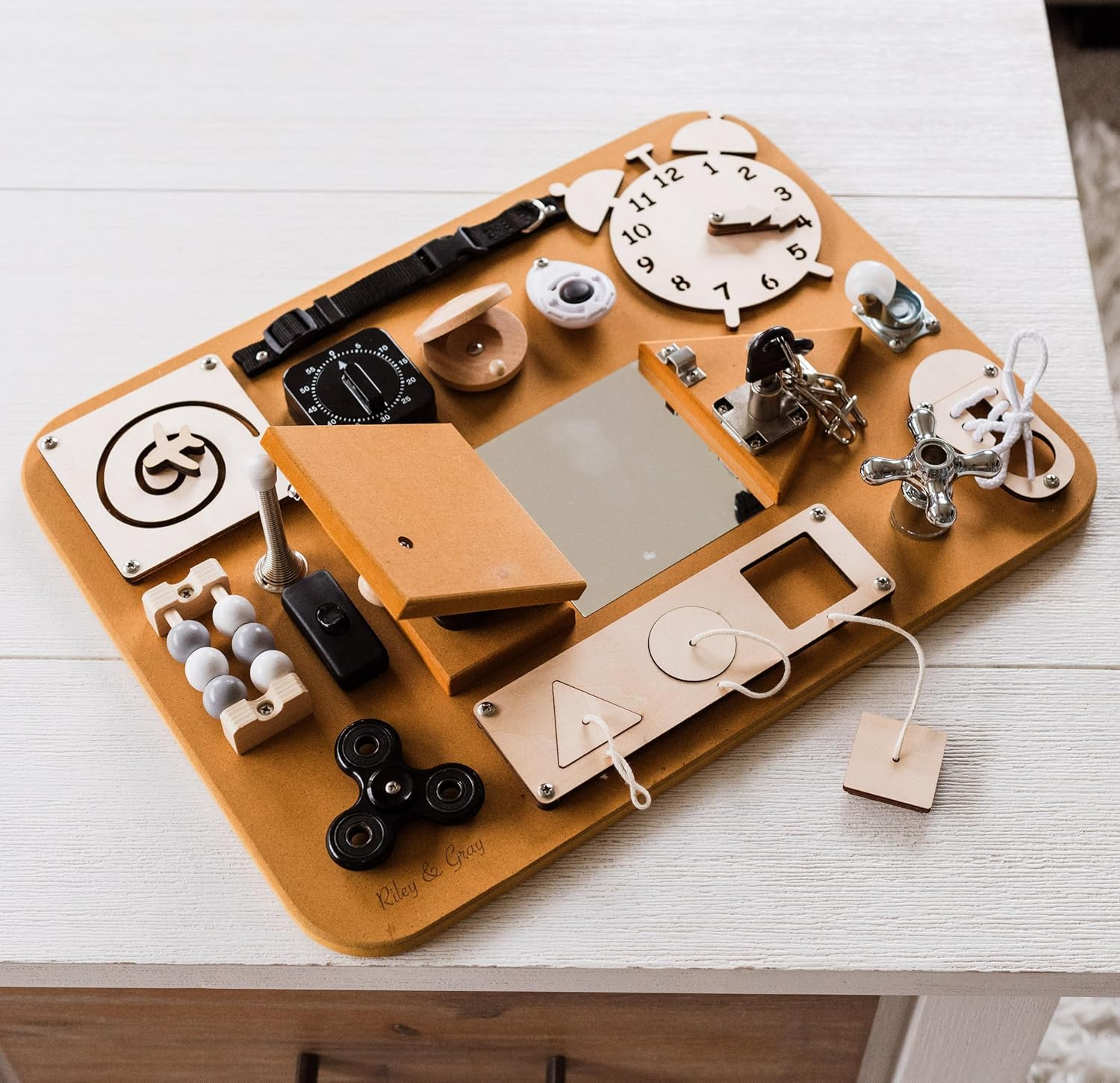 Riley & Gray Montessori Toys for Toddlers, Busy Board for Toddlers 1-3, Learning & Education Toys, Sensory Board, Fidget, Toddler Toys, Sensory, Baby, Montessori Busy Board image number 6