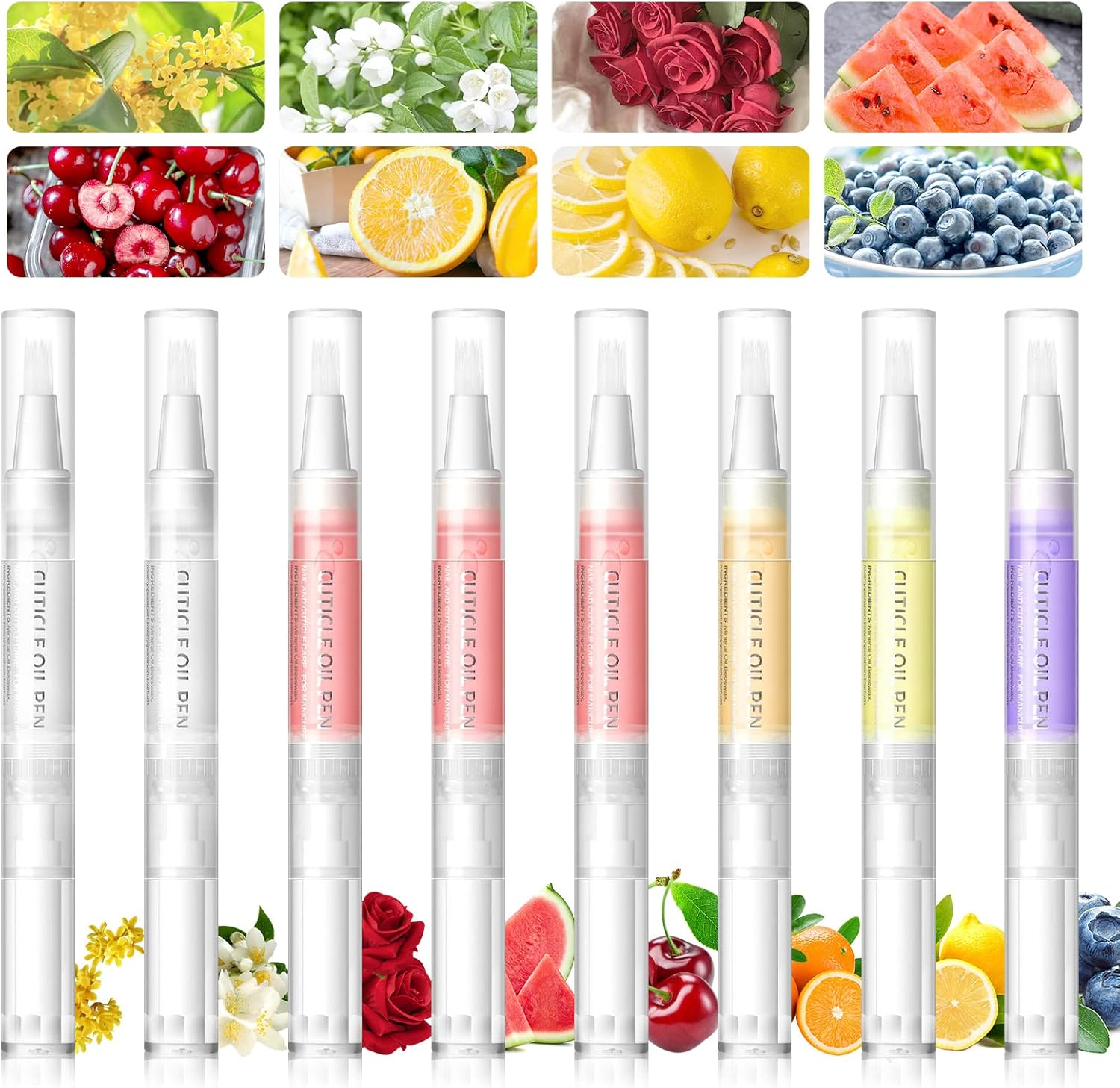 COSCELIA Nail Nutrition Pen, 8 PCS Nail Cuticle Oil Pen Set Mix Flavors Nail Nutrition Oil Nail Care for Repairing Cracked of Cuticle Oil Pen Set Nail Art DIY Care Oils image number 4