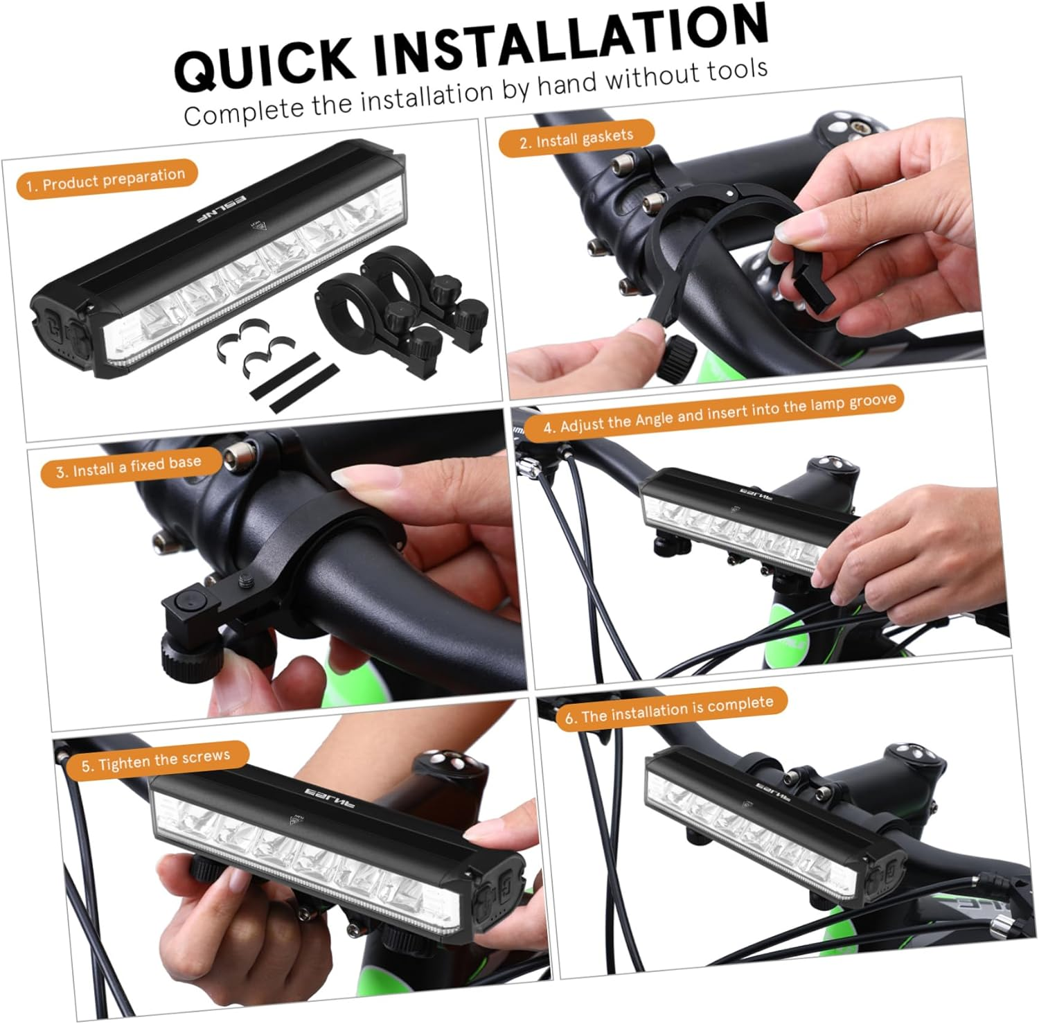 BESPORTBLE Bike Light Handlebar Mount Cycling Front Lamp Night Riding Light Bike Headlight Eos620 Sturdy Easy Installati image number 1