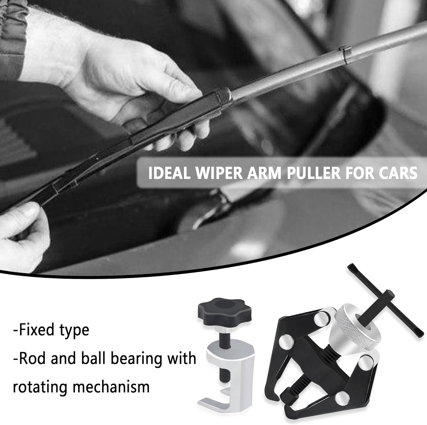 Windshield Wiper Arm Removal Tool Kit,Heavy Duty Wiper Arm Puller/Battery Terminal Puller,Universal Car Accessories Carbon Steel Small Bearing Puller for Most Car Truck SUV RV image number 5