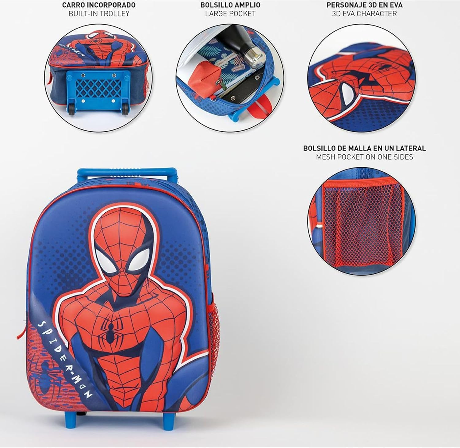 CERD&Aacute; LIFE'S LITTLE MOMENTS Unisex Children'S 3D Spiderman Backpack Blue, Blue, S, Casual image number 3