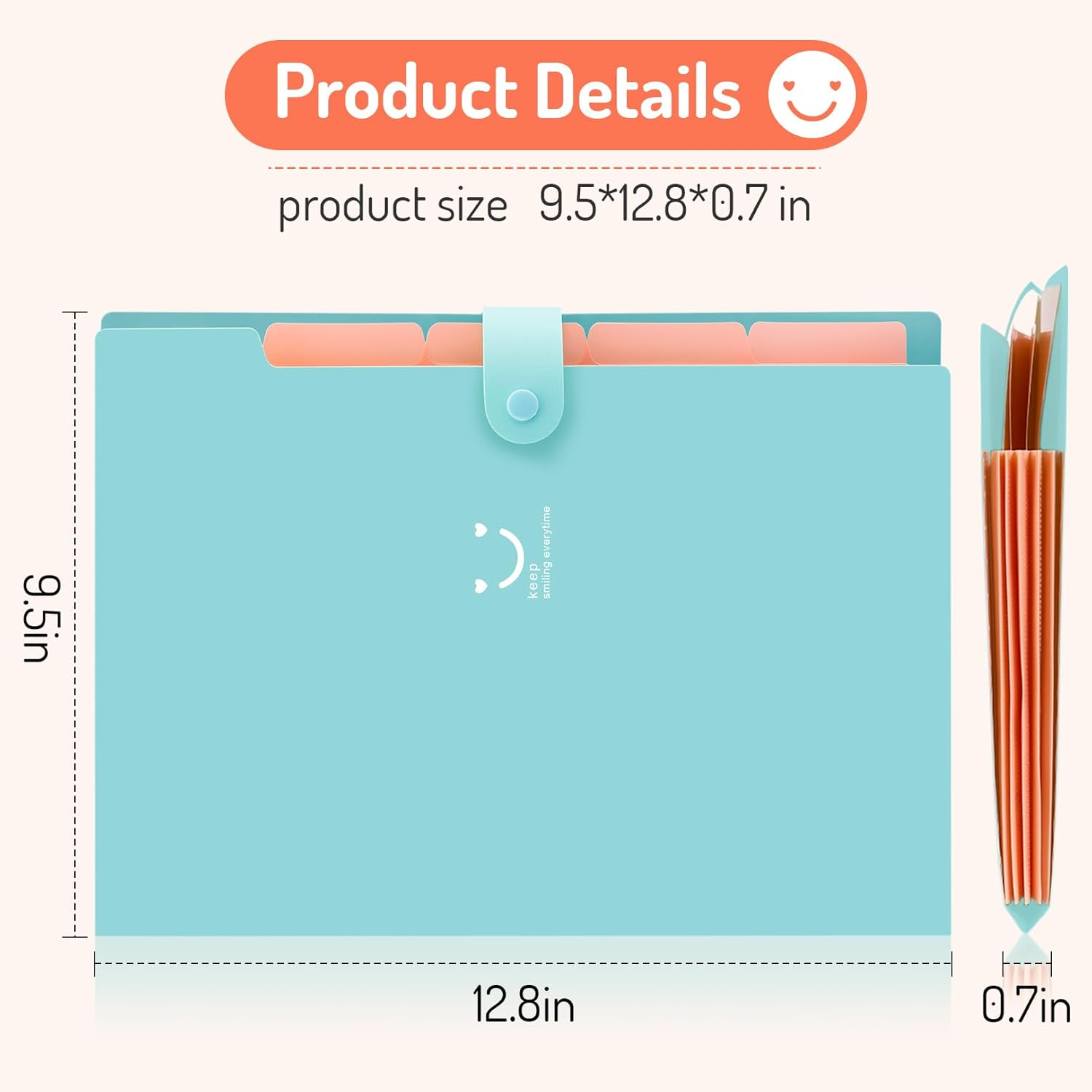 Forvencer Accordion File Organizer, Letter Size, 5 Pocket Expanding File Folder, Cute File Folder with Labels, Portable File Organizer for School Office Supplies, Folders for Documents, Jade - Black image number 2