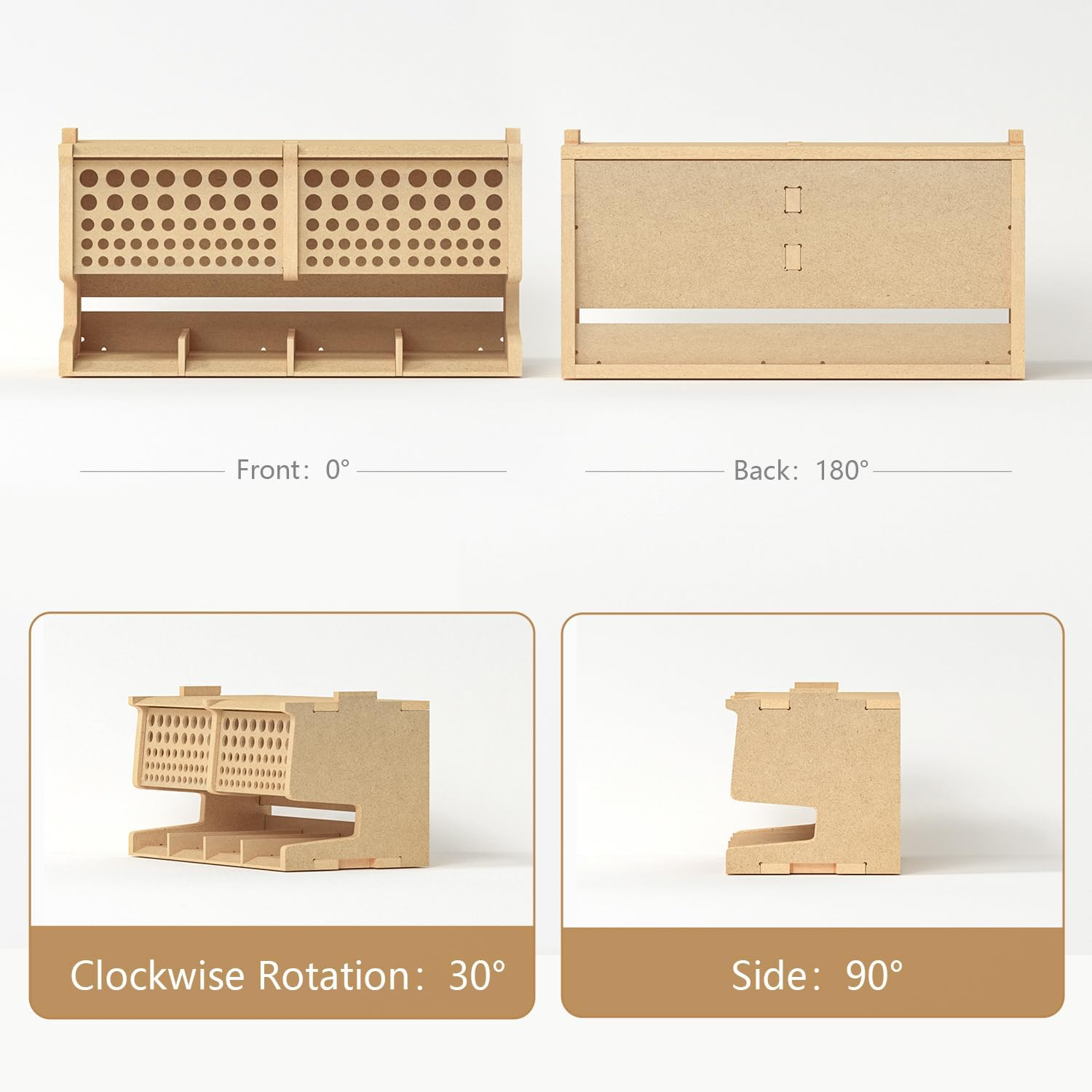 Bucasso Wooden Model Kit Tool Storage Rack with 60 Holes, Brush/Paint Organizer with MDF Material, Craft Supplies Storage, Brush/Tool Holder, Suitable for Tamiya/Gundam Tools, GK6 image number 4