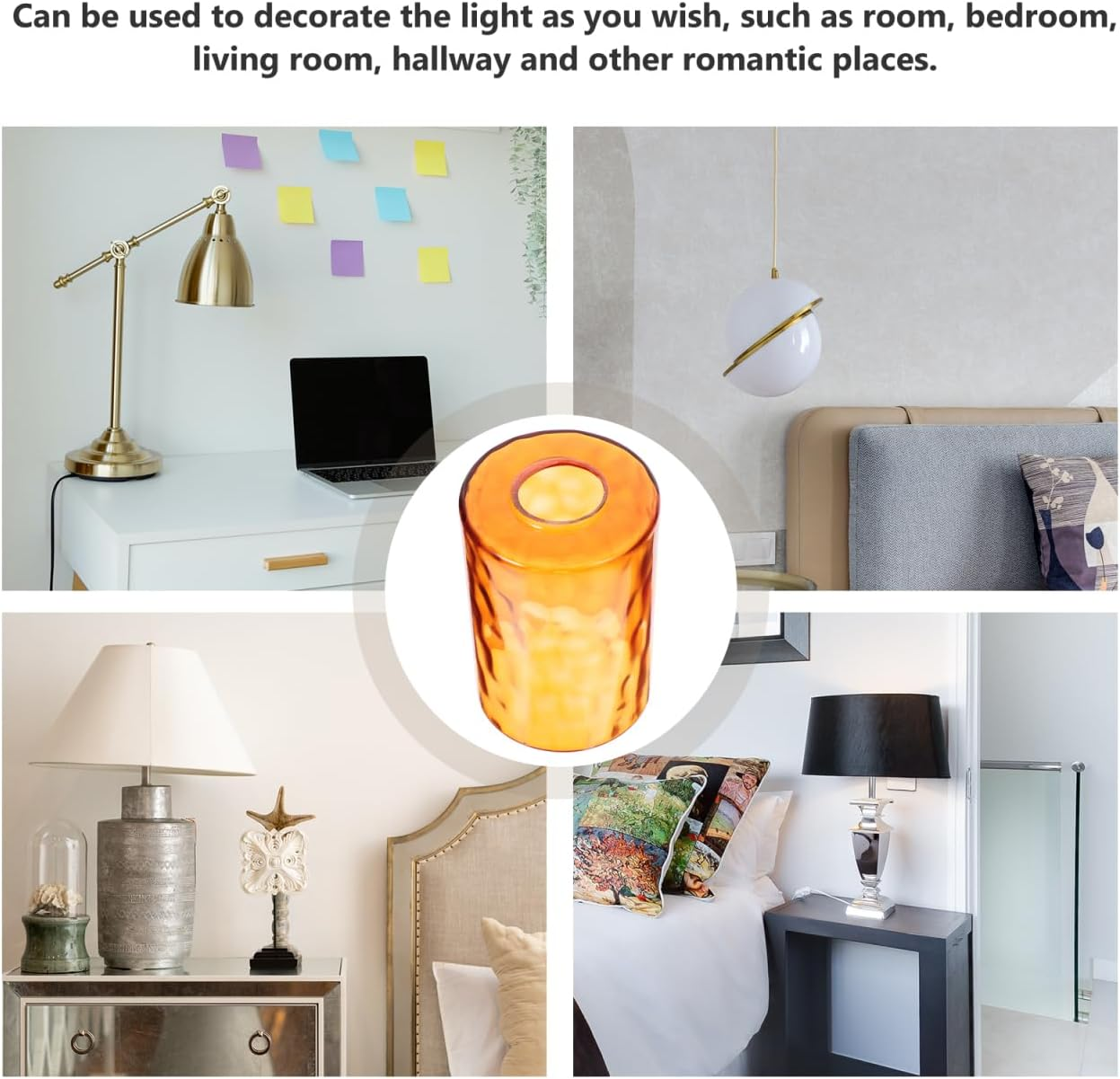 SHERCHPRY Stone-Patterned Small Lampshade Decorative Glass Lamp Shade Replacement for Pendant and Floor Lights Clear Cylinder Design for Living Room Bedroom Lighting 4X4 Inches