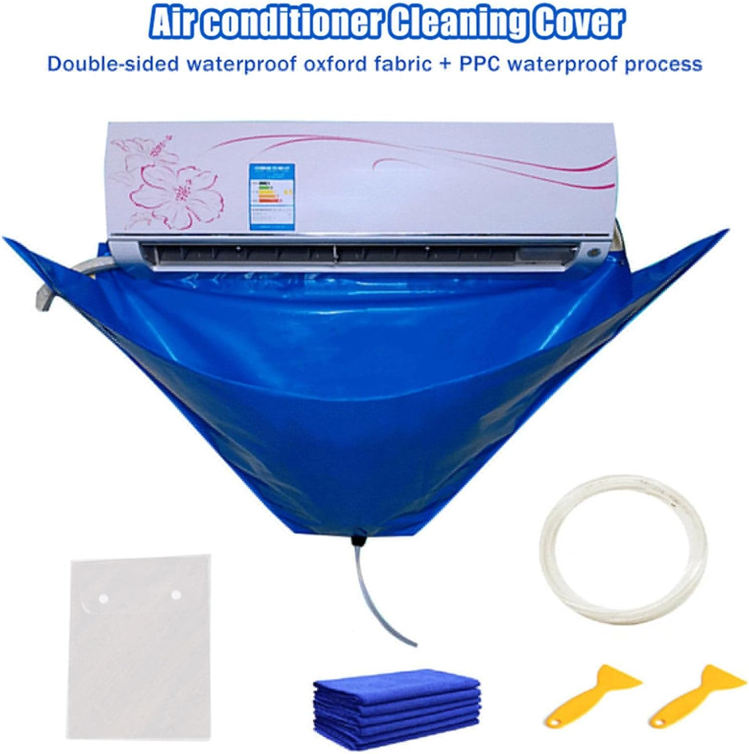 AC Cleaner Air Conditioning Cover - Waterproof Dust Washing Air Conditioner Cleaning Kit | Double-Sided Clean Set with Washing Bag and Water Pipe Kuitgh image number 2