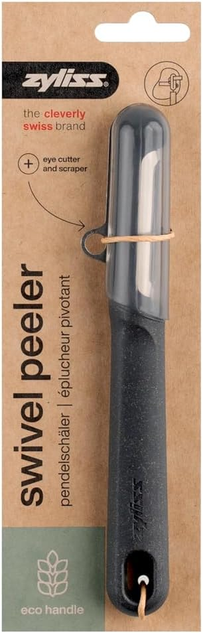 Zyliss Swivel Peeler - Ergonomic Handle, Premium Quality Blade, Blade Cover and Eye Cutter, Perfect for Effortless Peeling of Fruits and Vegetables, Made from up to 50% Wheat Straw Material image number 5
