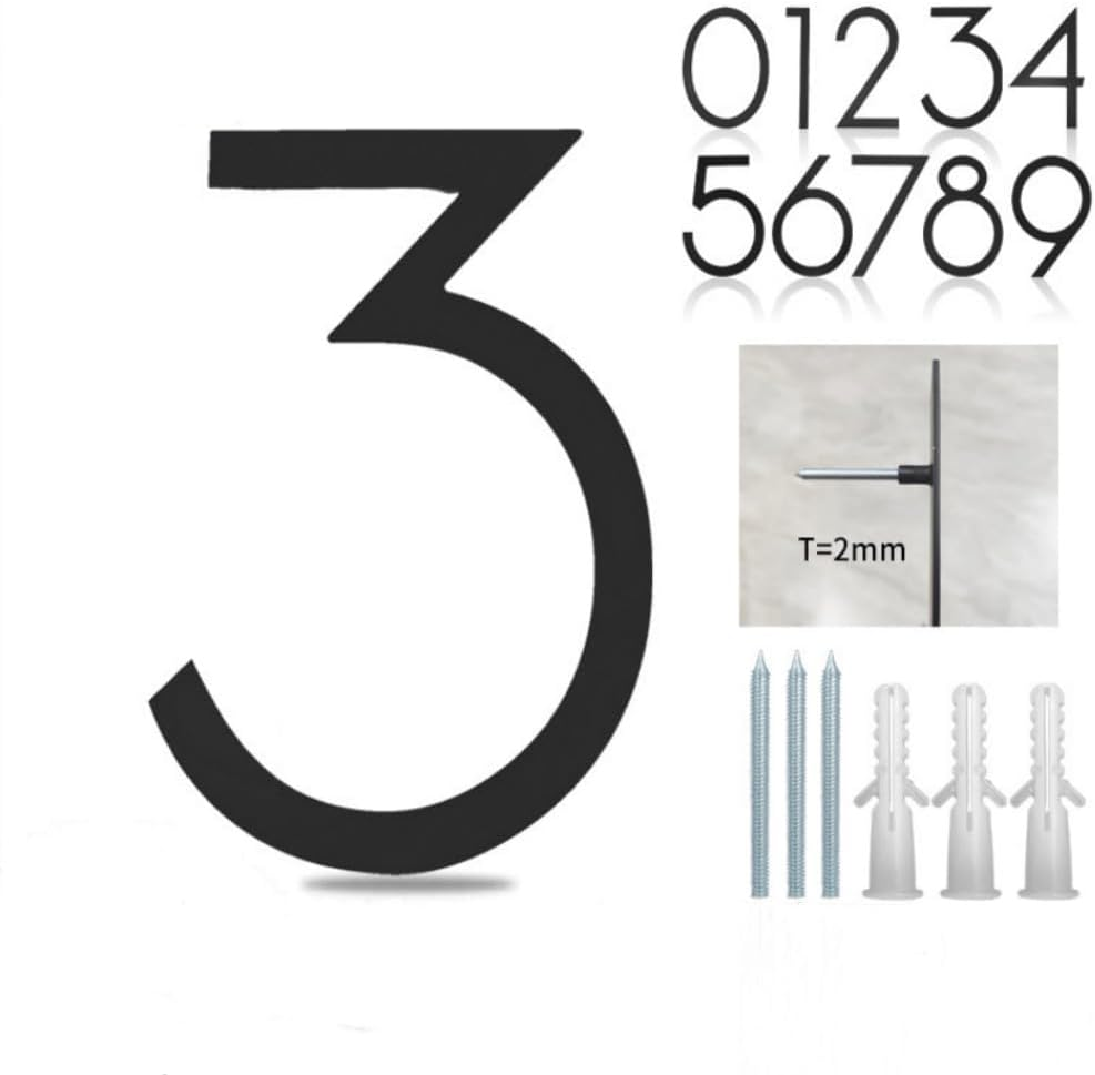12" Large Stainless Steel Floating House Number, Metal Modern House Numbers, Mailbox Decor Number with Nail Kit for Outdoor Mailbox Yard Home Wall Doorgarage Gate,Coated Black (Black-4) - Black-0 image number 2