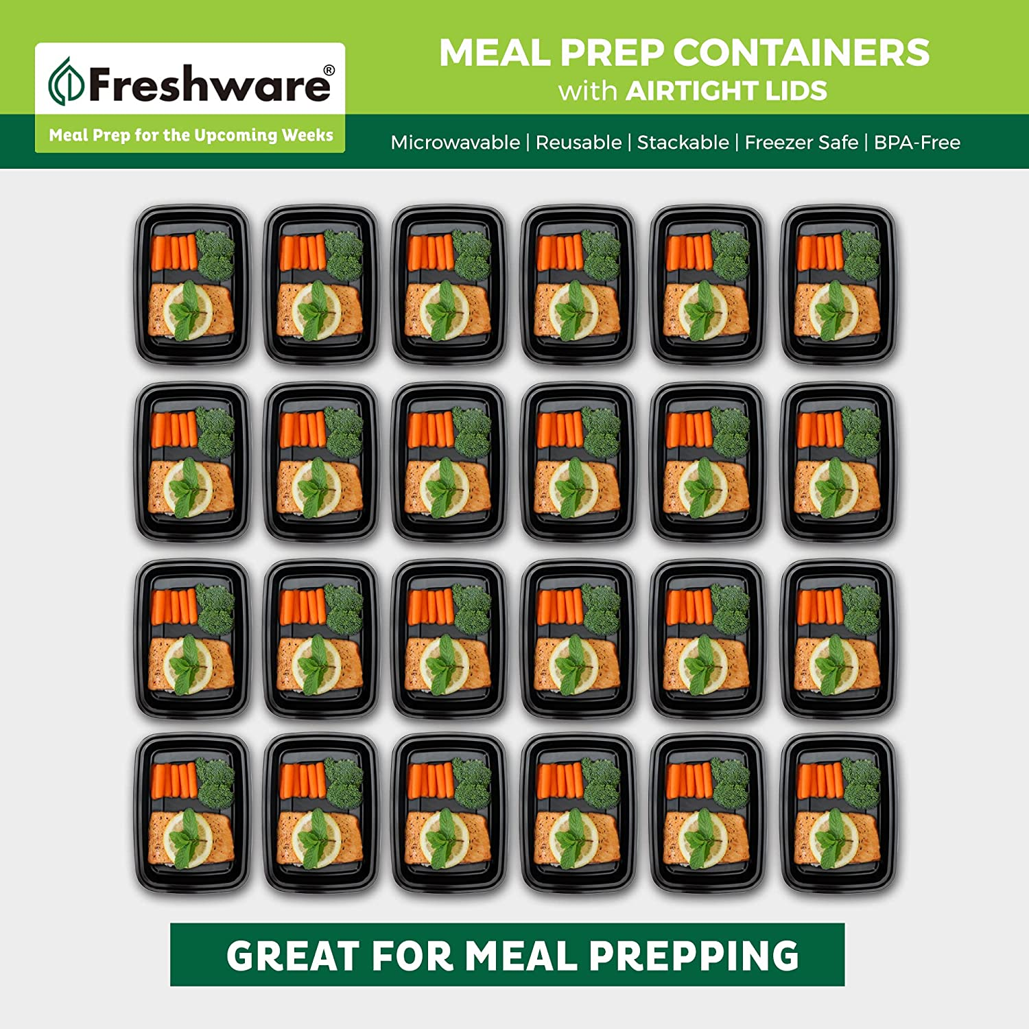 Freshware Meal Prep Containers [50 Pack] 1 Compartment Food Storage Containers with Lids, Bento Box, BPA Free, Stackable, Microwave/Dishwasher/Freezer Safe (16 Oz) image number 5