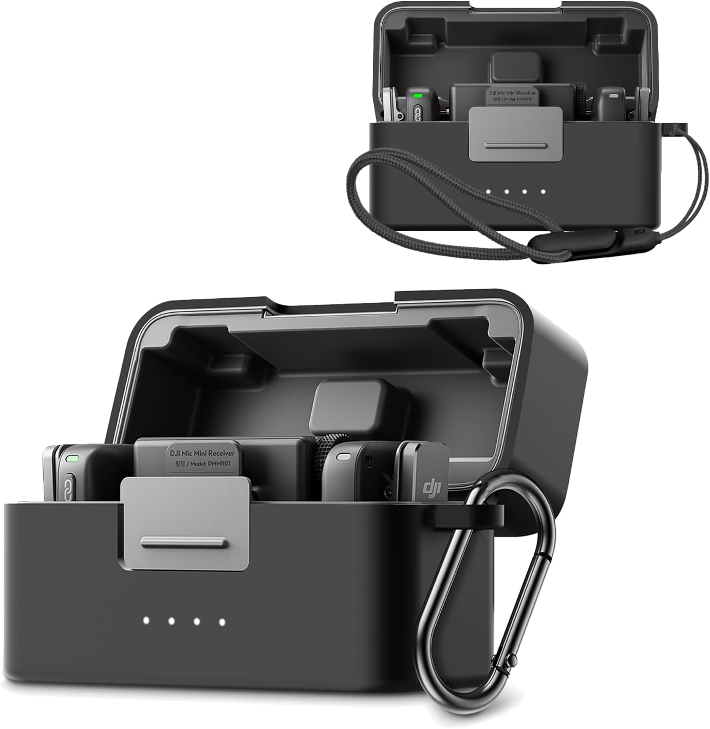 Case for DJI Mic Mini,Noukaju Silicone Protective Cover(With Carabiner + Lanyard) Drop-Proof,Scratch-Proof,Dust-Proof,Protective Case for DJI Mic Mini Microphone(Black)