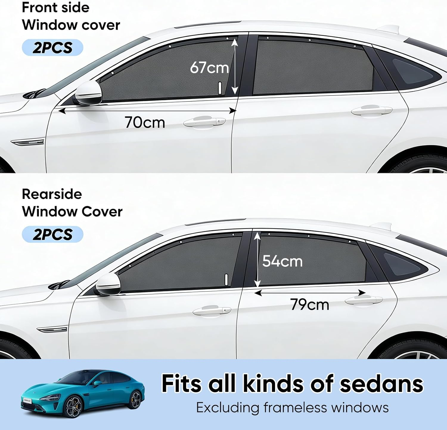 4PCS Car Window Shades Mesh for Camping UV Protection anti Mosquito Breathable Side Window Covers Universal Fit for Most Cars Suvs and Pickup Trucks image number 4