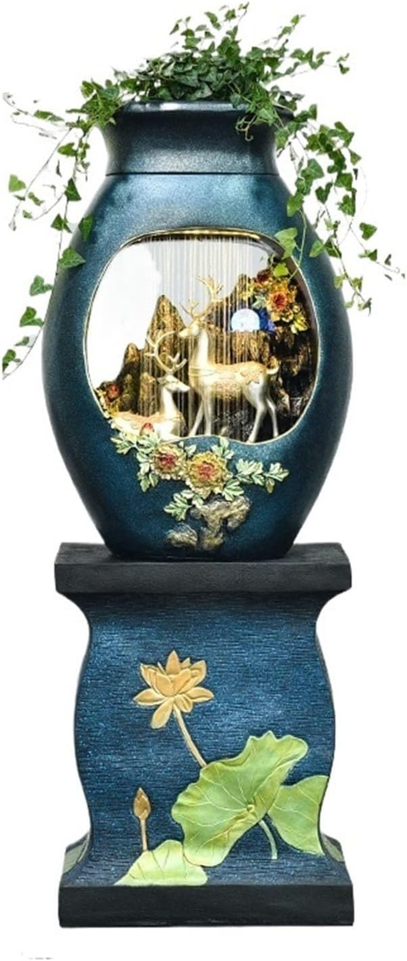 Outdoor Fountain Indoor Floor-Standing Water Fountain, Home Waterfall with Atomizer Polyresin Decoration Decor Ornament for Meditation Relaxation image number 2