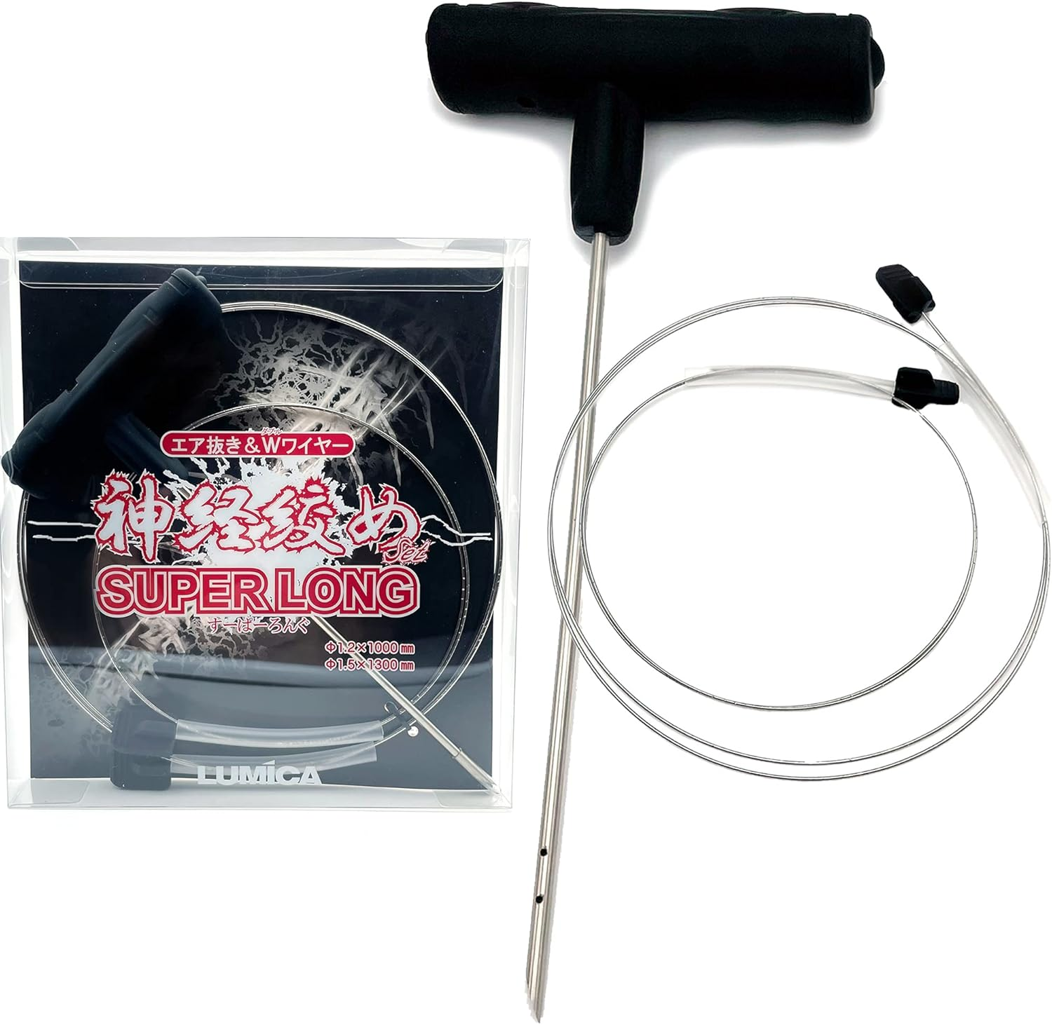 Xtrada IKEJIME EXTRA STRENGTH Ike Jime: Super Long Ikejime Big Fish Spike with Two Stainless Steel Wires (Tuna, Yellowtail, Wahoo) Black Textured Ikejime Handle image number 4