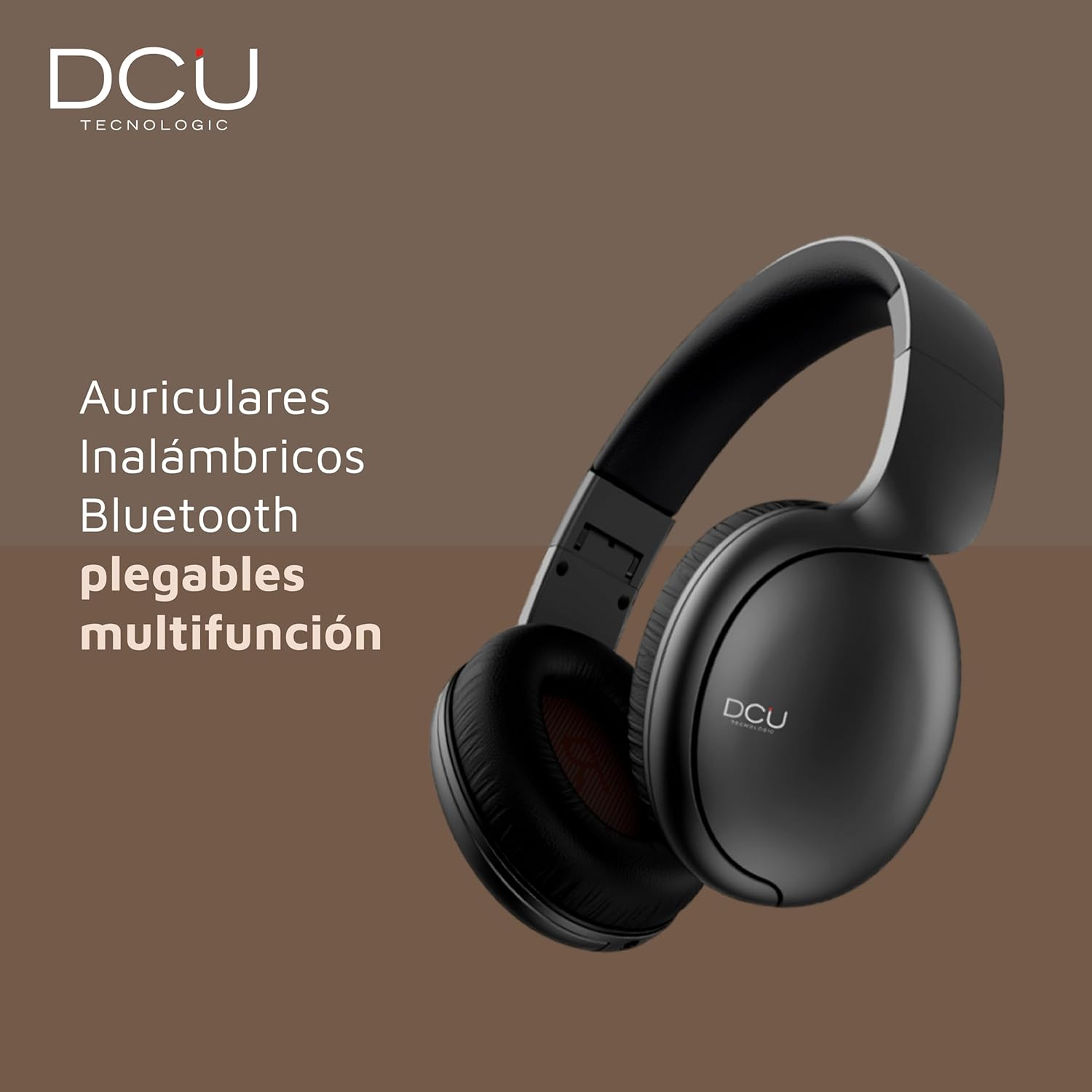 DCU TECNOLOGIC | Bluetooth Headphones, Foldable Headphones, Wireless and Wired, Multifunction, 8 Hour Use, Cable Socket, Black image number 2
