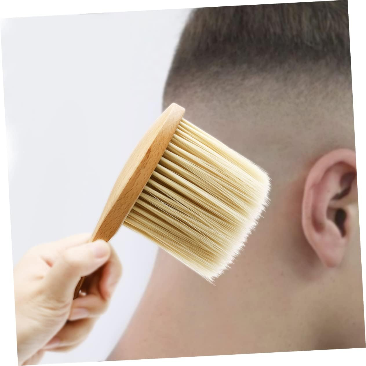 Wooden Broken Hair Cleaner Brush for Hairdressing Neck Duster for Hair Detangler and Cleaning image number 3
