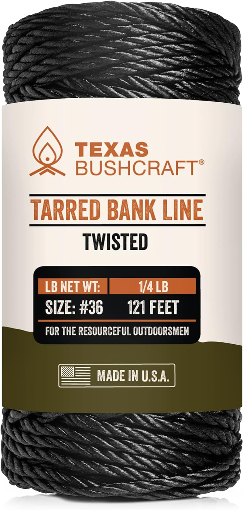 Texas Bushcraft Tarred Bankschnur-Schnur #36 Schwarze Nylonschnur Zum Angeln, Camping Und Berleben Im Freien Starke, Wetterbestndige Bankschnur-Seil Fr Trotline image number 5