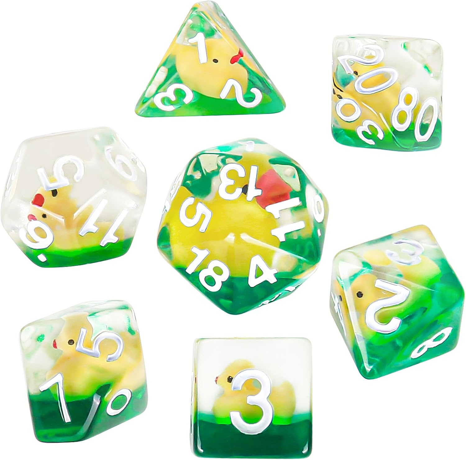 Oricraft D20 Yellow Duck Dice DND Dice Set Cute Duck inside DND Gaming Dice Polyhedral Role Playing Game Dungeons and Dragons Dice image number 4