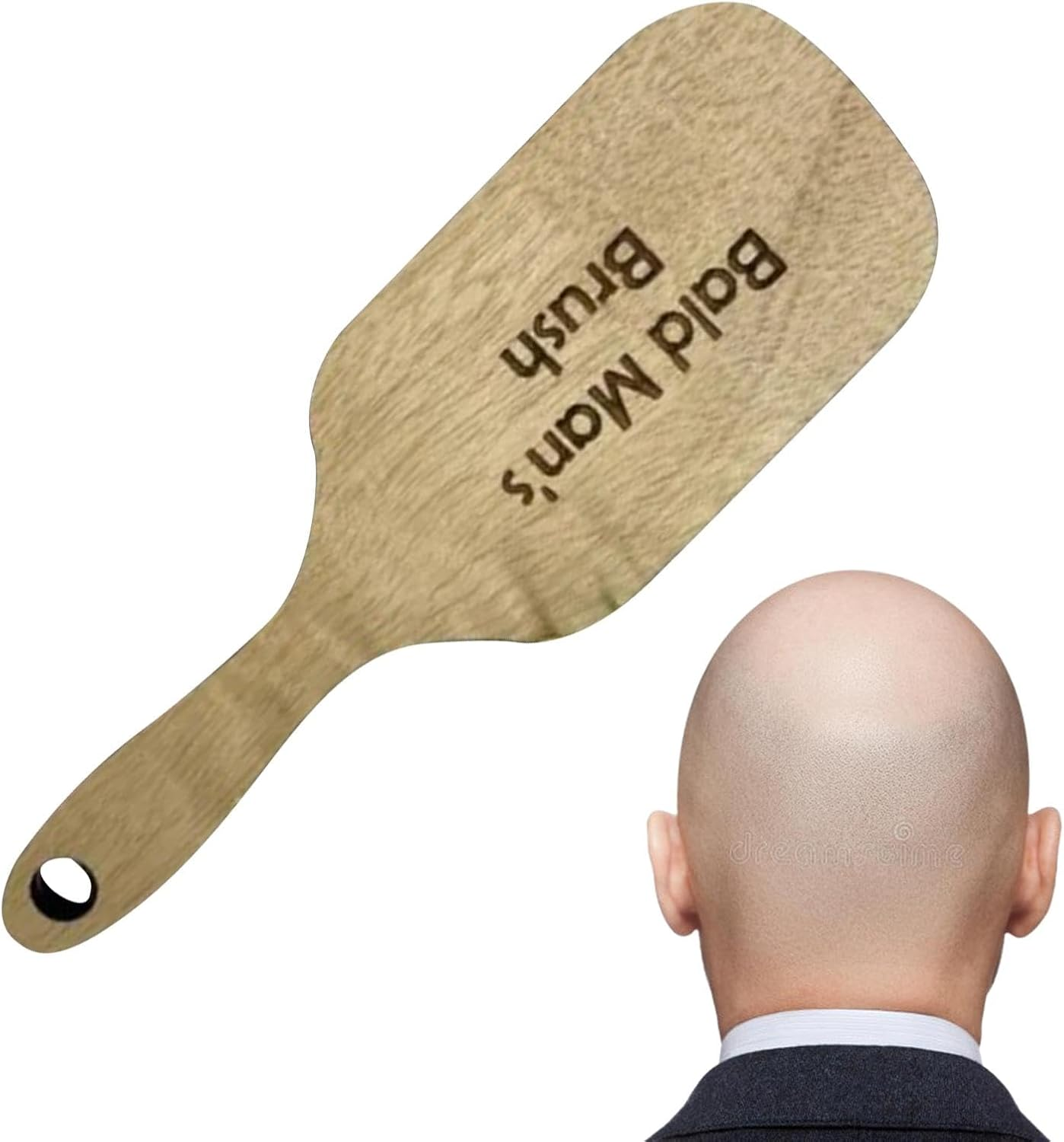 Gag Comb for Bald Man | Funny Wooden Hairless Combing Brush and Toothless Comb Set | for Friends with Thinning Hair