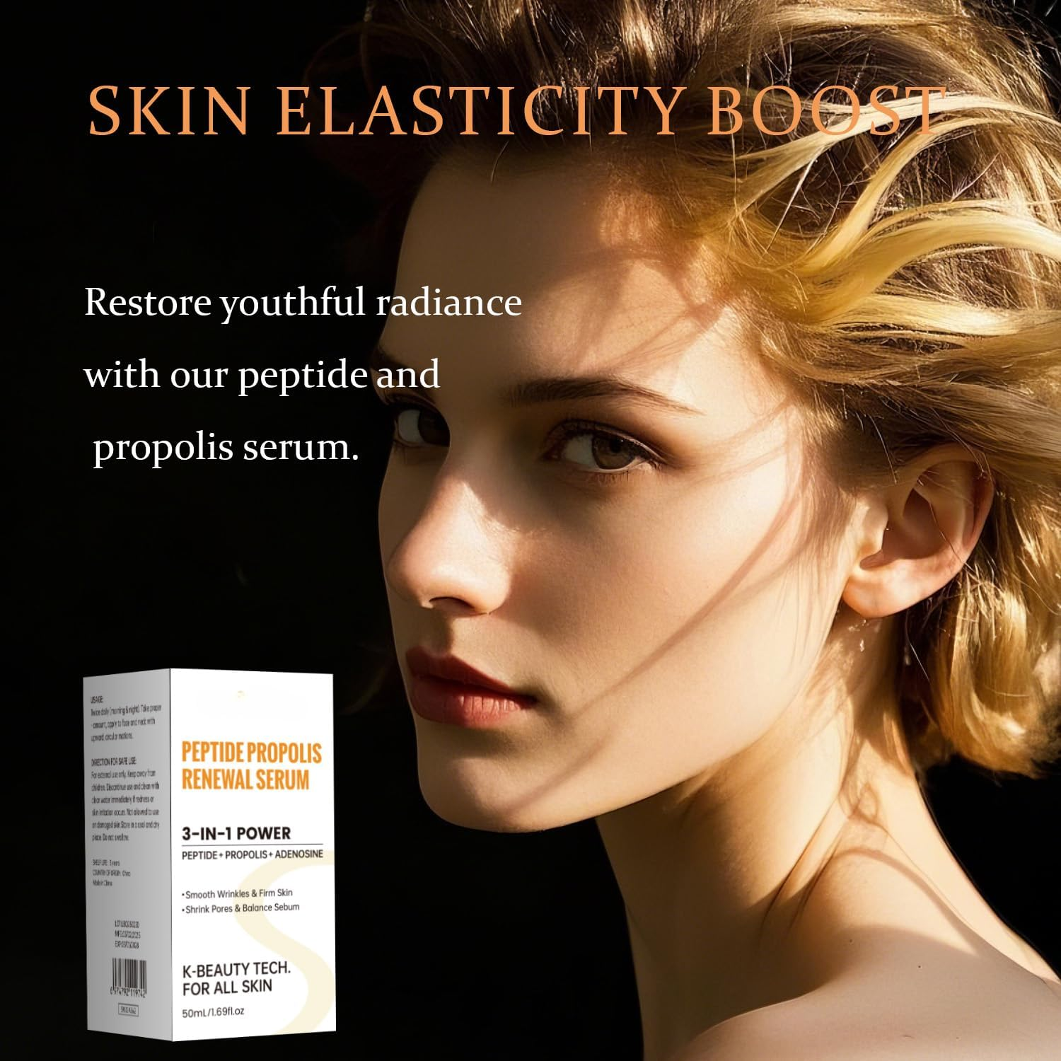 Peptide Propolis Renewal Serum 3-In-1 Power Anti-Wrinkle Firming Shrink Pores Balance Sebum Suitable for All Skin Types 50Ml image number 2