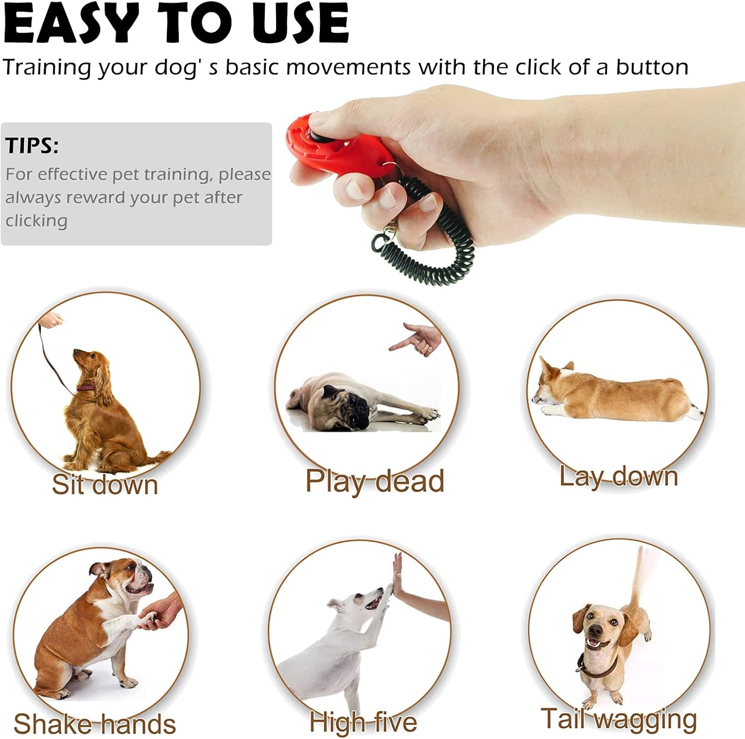 Dog Training Clicker with Wrist Strap, Clicker for Pets, Dog Clicker Perfect for Dog Cat Horse Behavioral Training image number 1